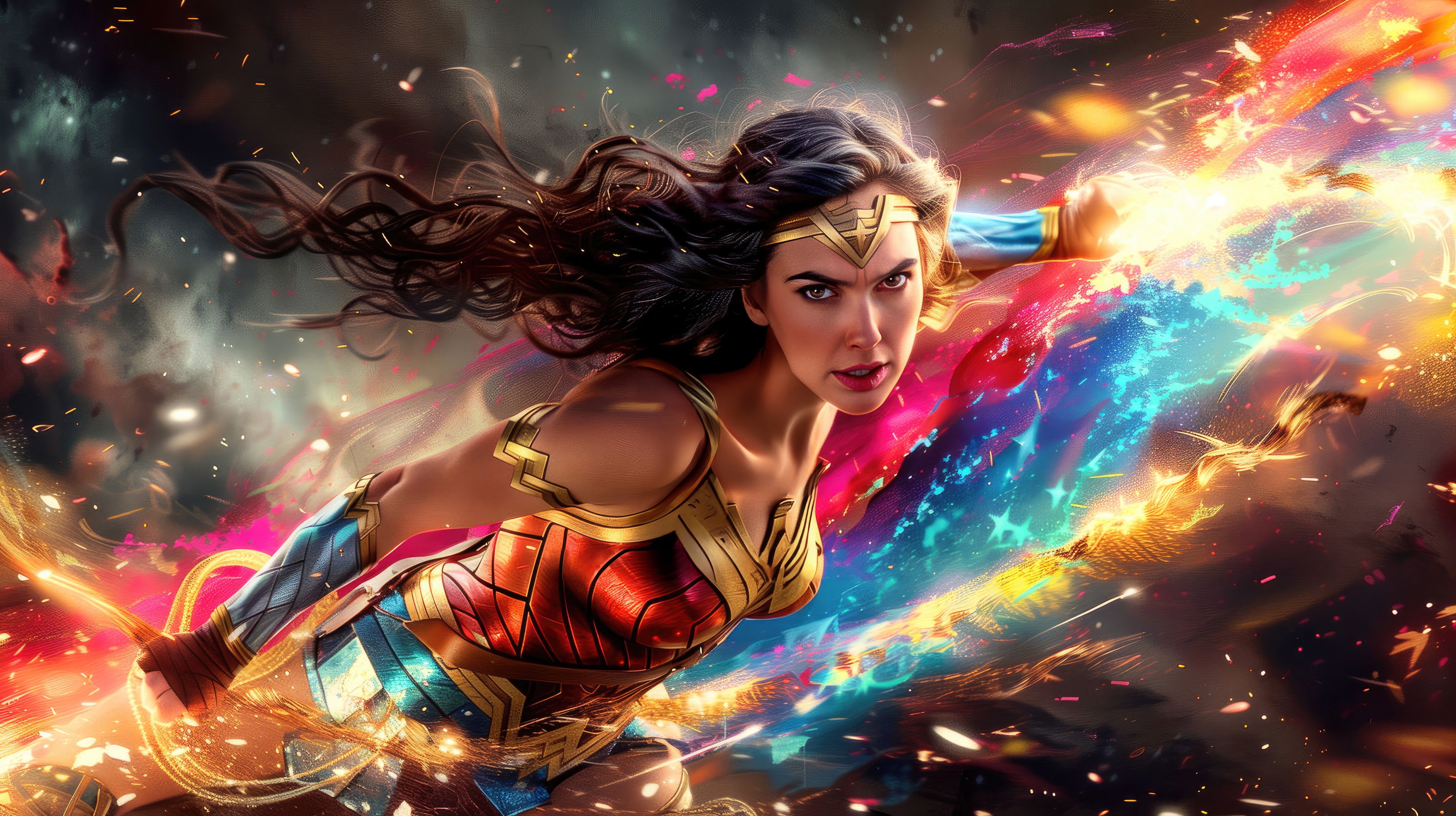 Wonder Woman Blazing with Energy HD Wallpaper