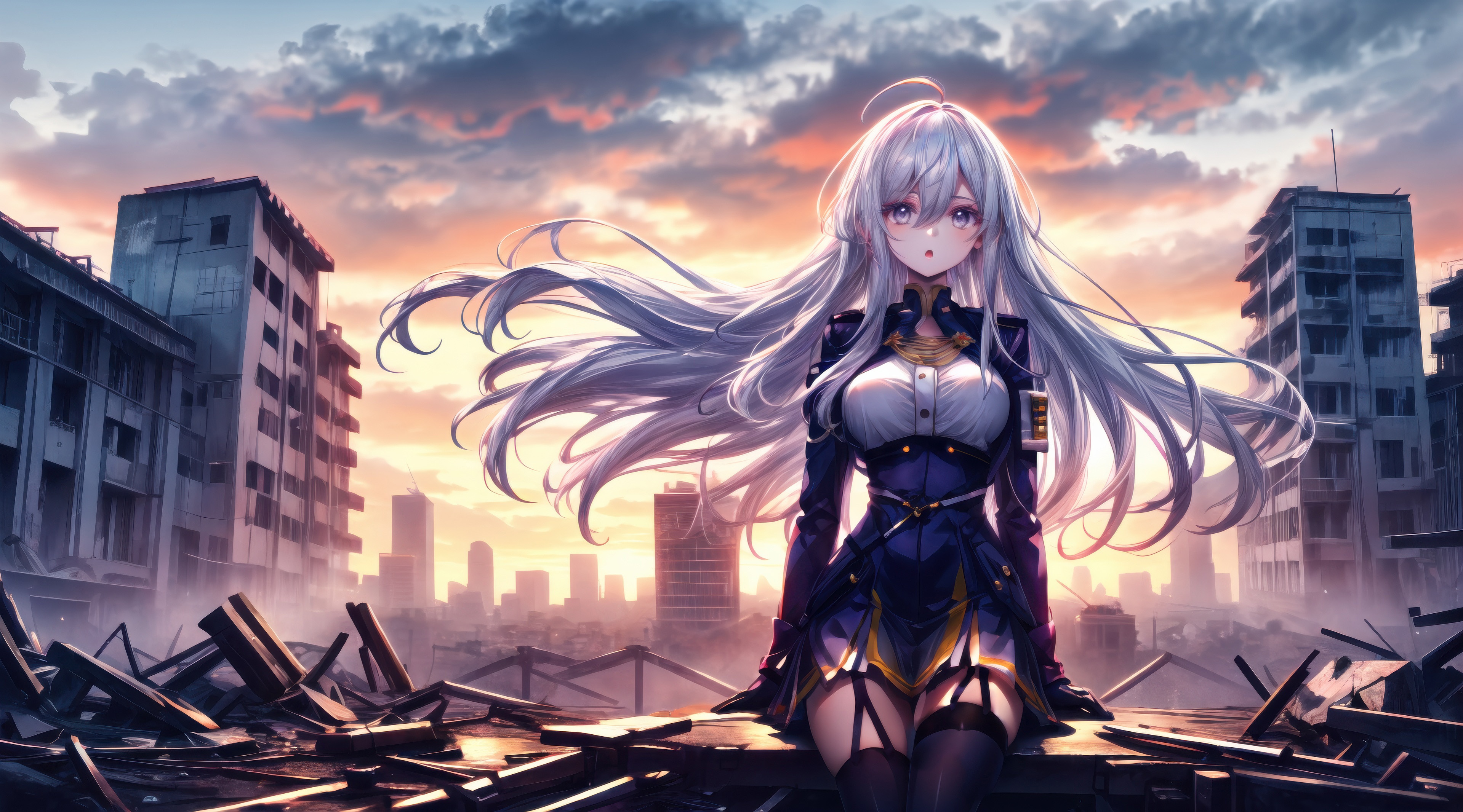 Lena from 86 standing in a destroyed city HD Wallpaper