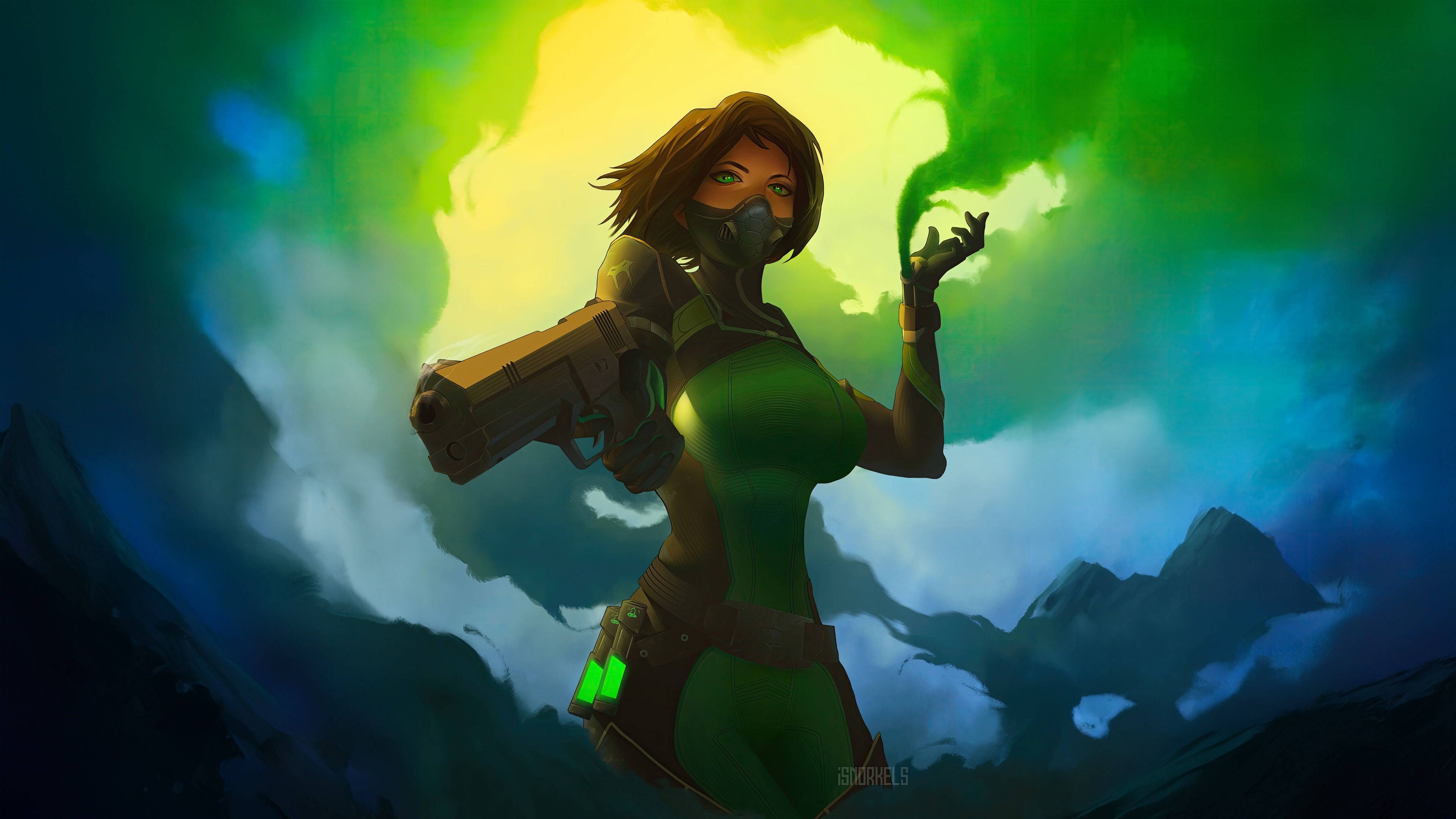 Viper from Valorant with a gun and smoke HD Wallpaper