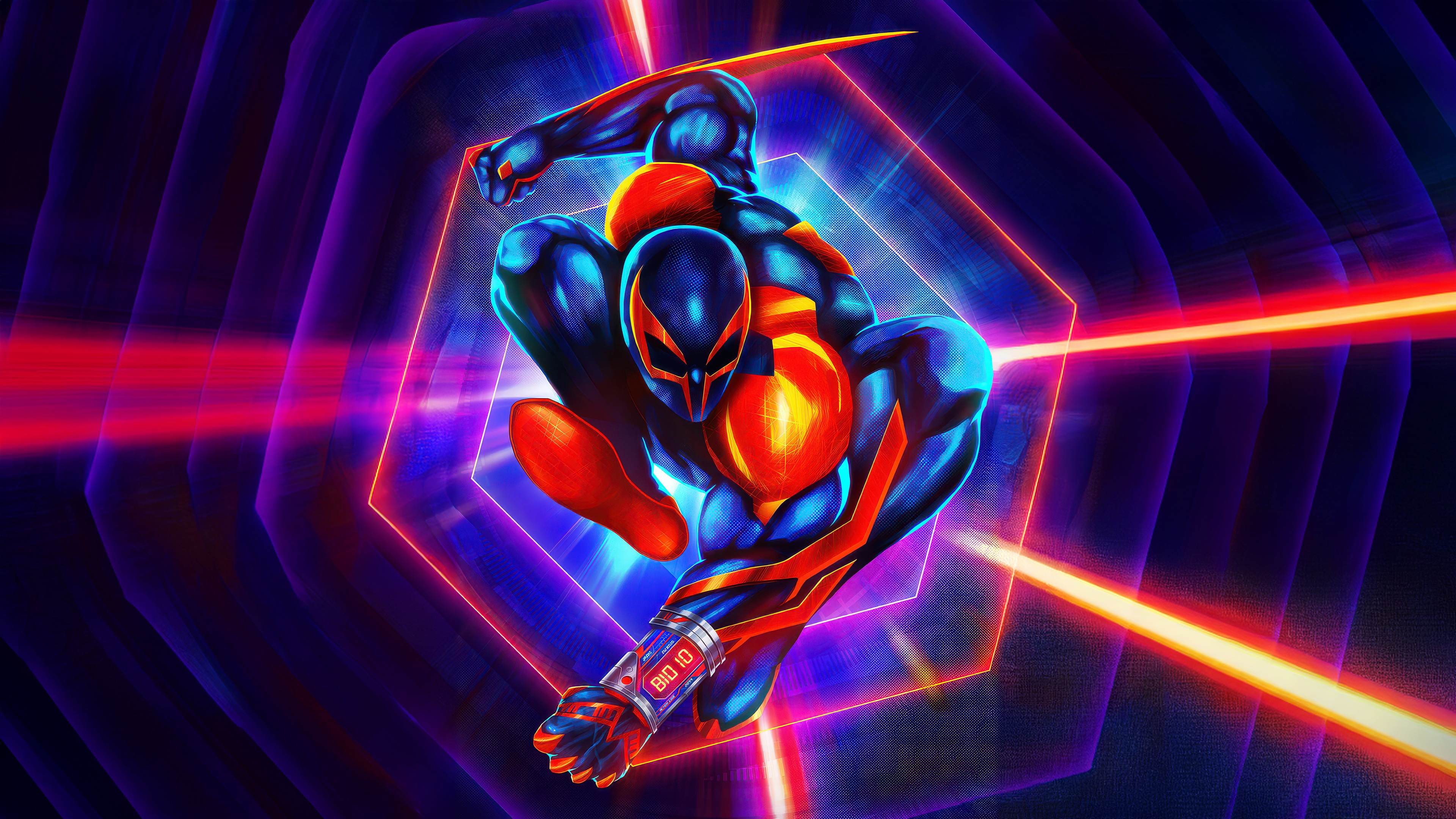 Spider-Man 2099 in Neon Environment HD Wallpaper