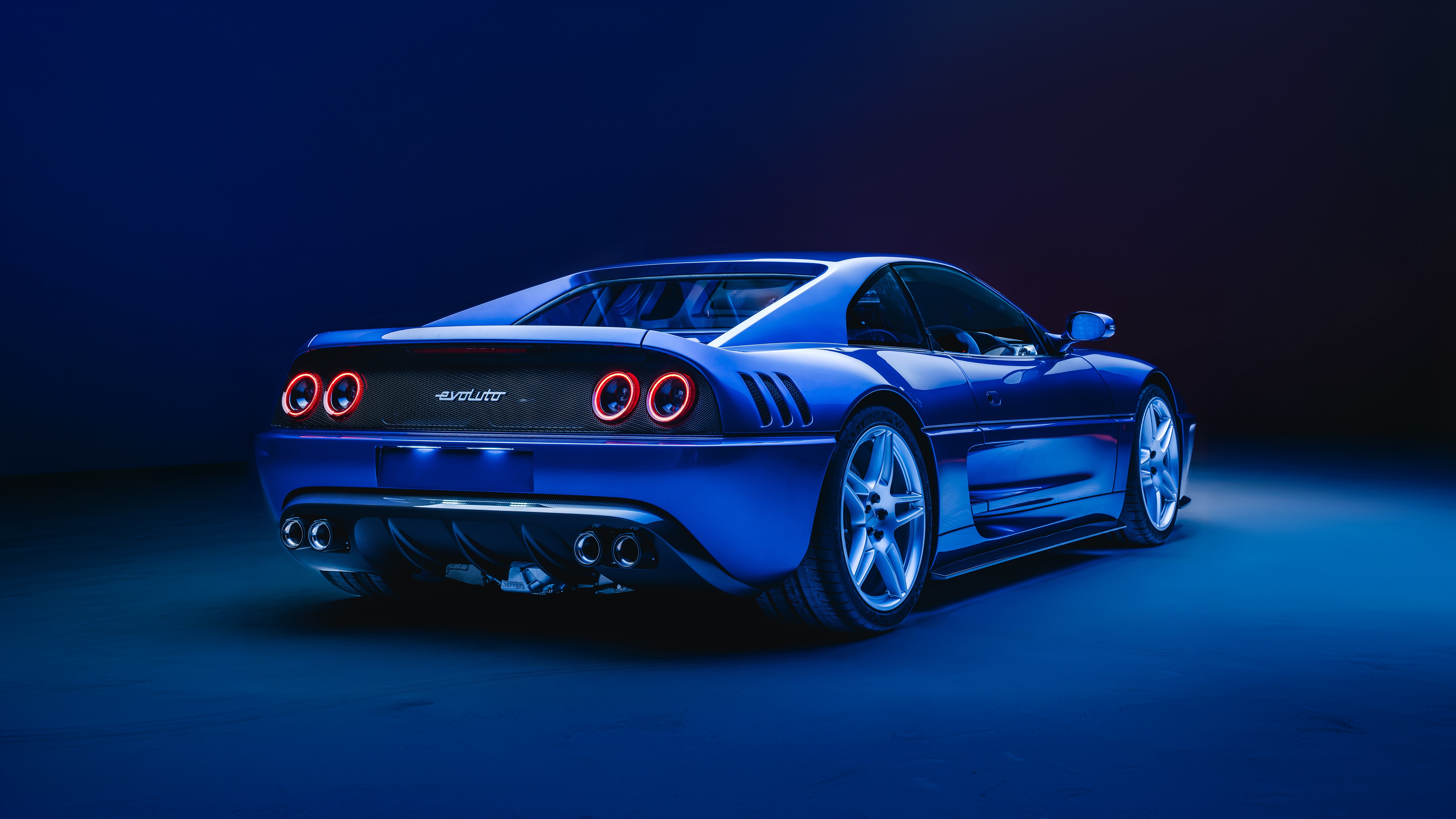 Blue Ferrari 355 Evoluto HD Wallpaper