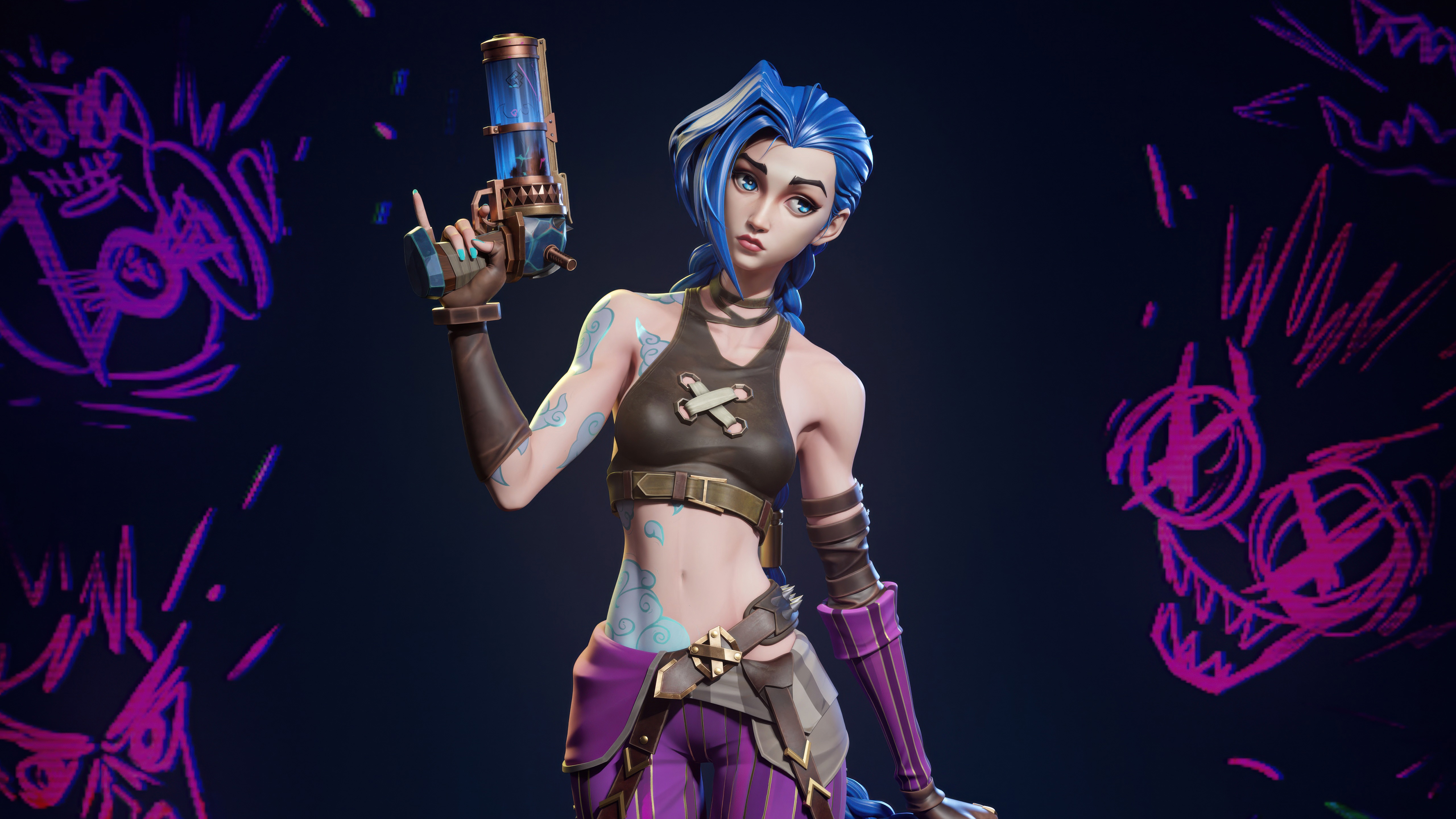 Arcane Jinx with her weapon HD Wallpaper