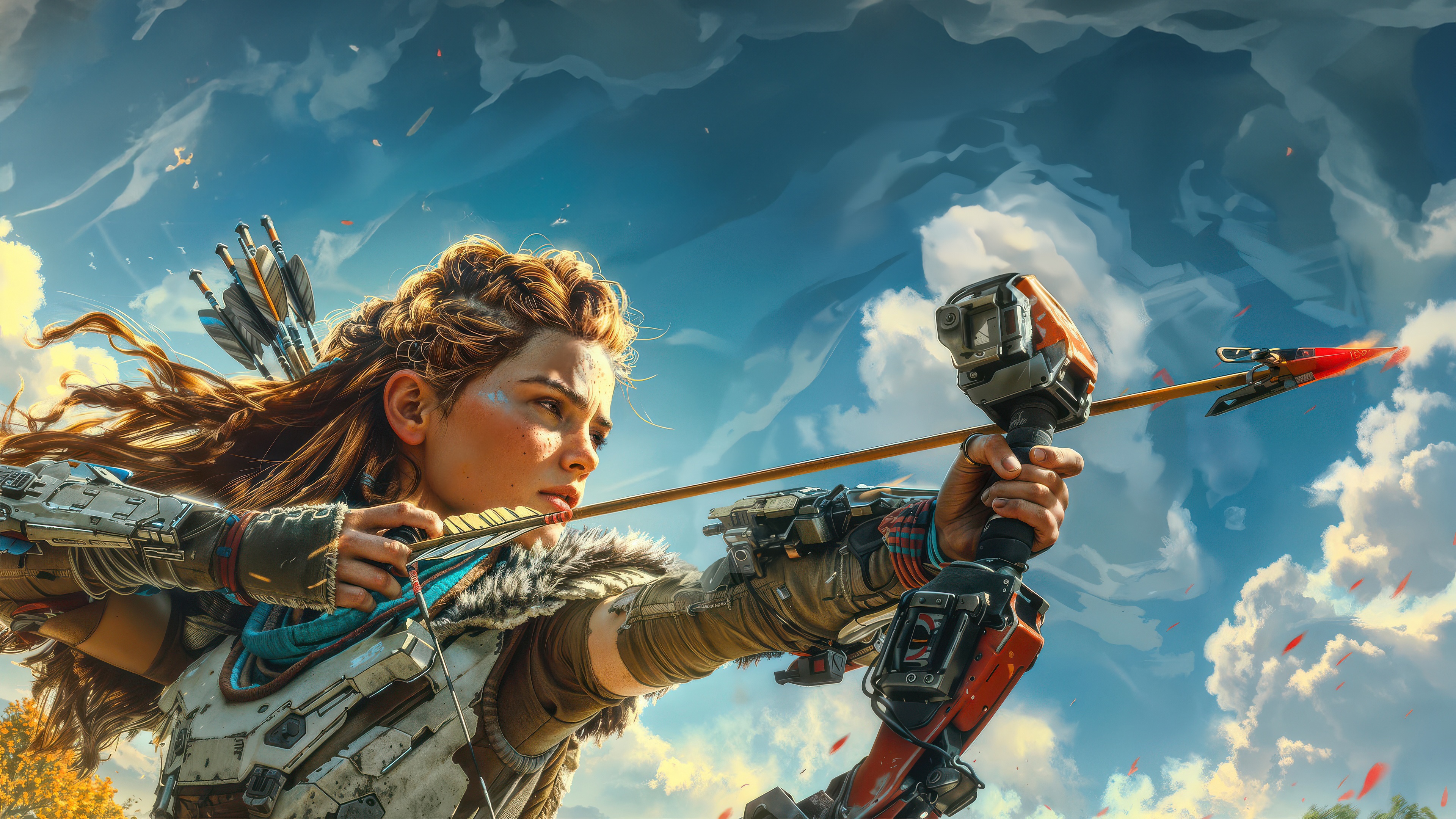 Horizon Zero Dawn Aloy Aiming Bow HD Wallpaper