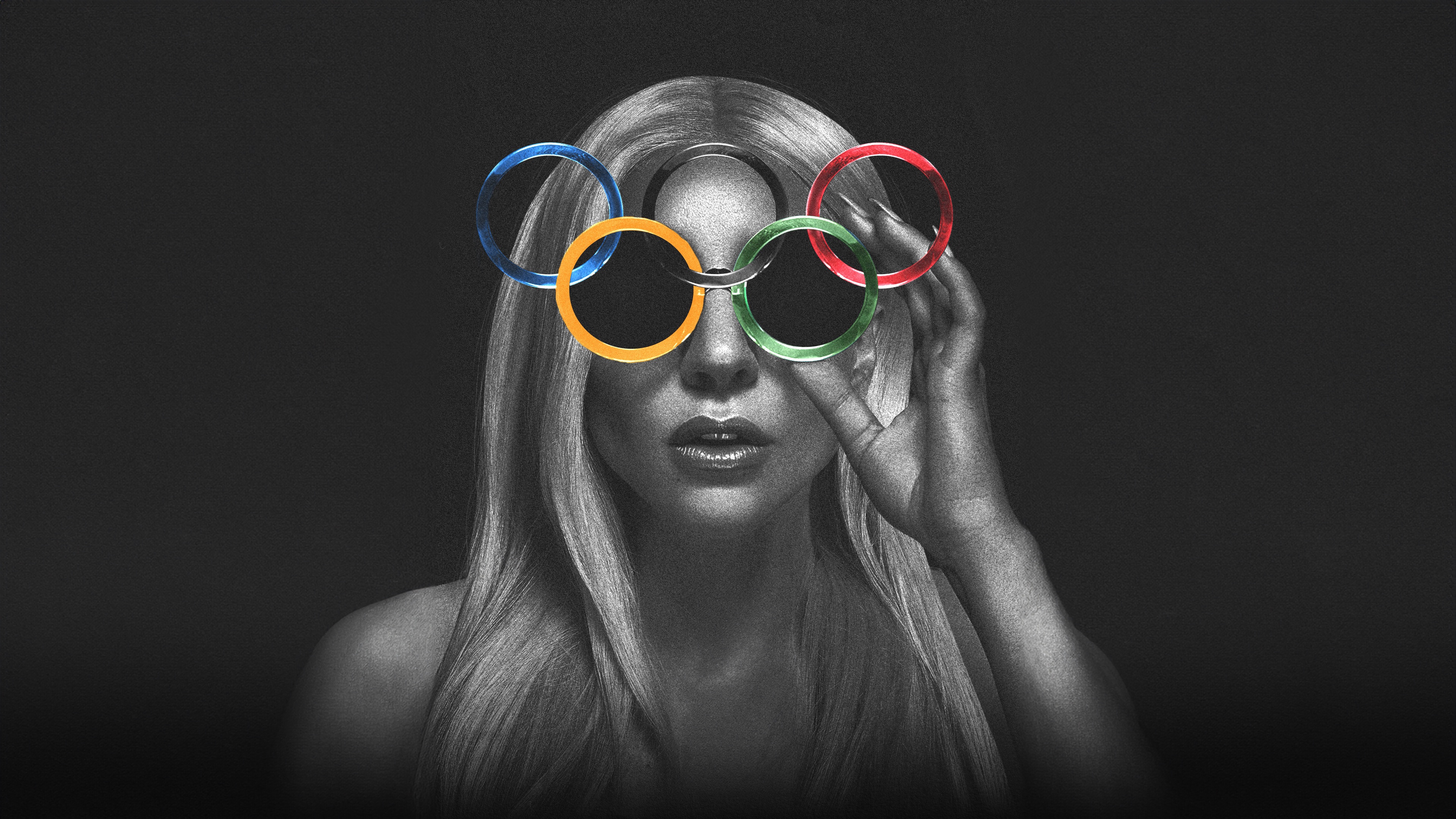 Lady Gaga wears Olympic rings as glasses HD Wallpaper