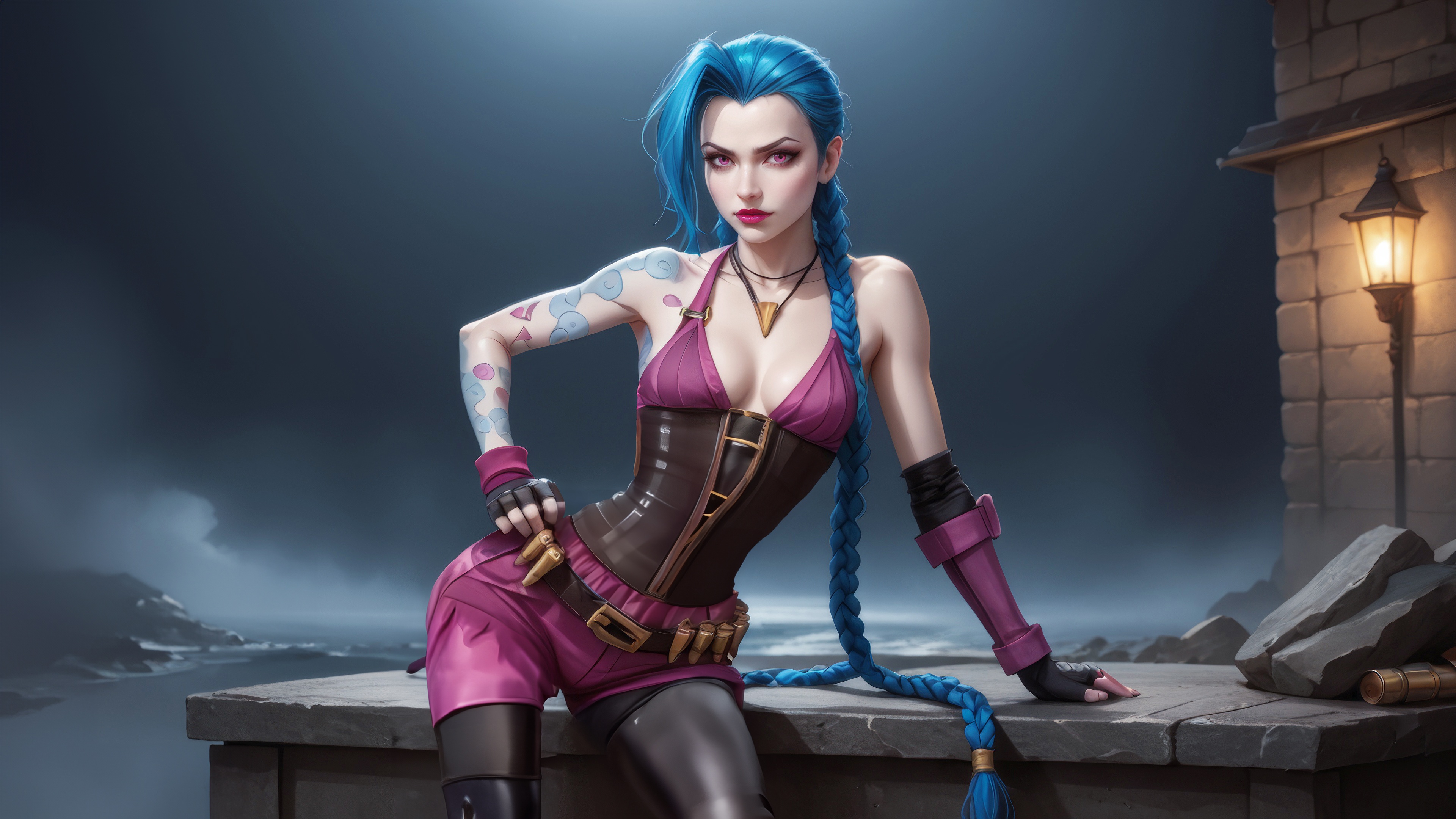 Jinx Poses on a Rooftop HD Wallpaper