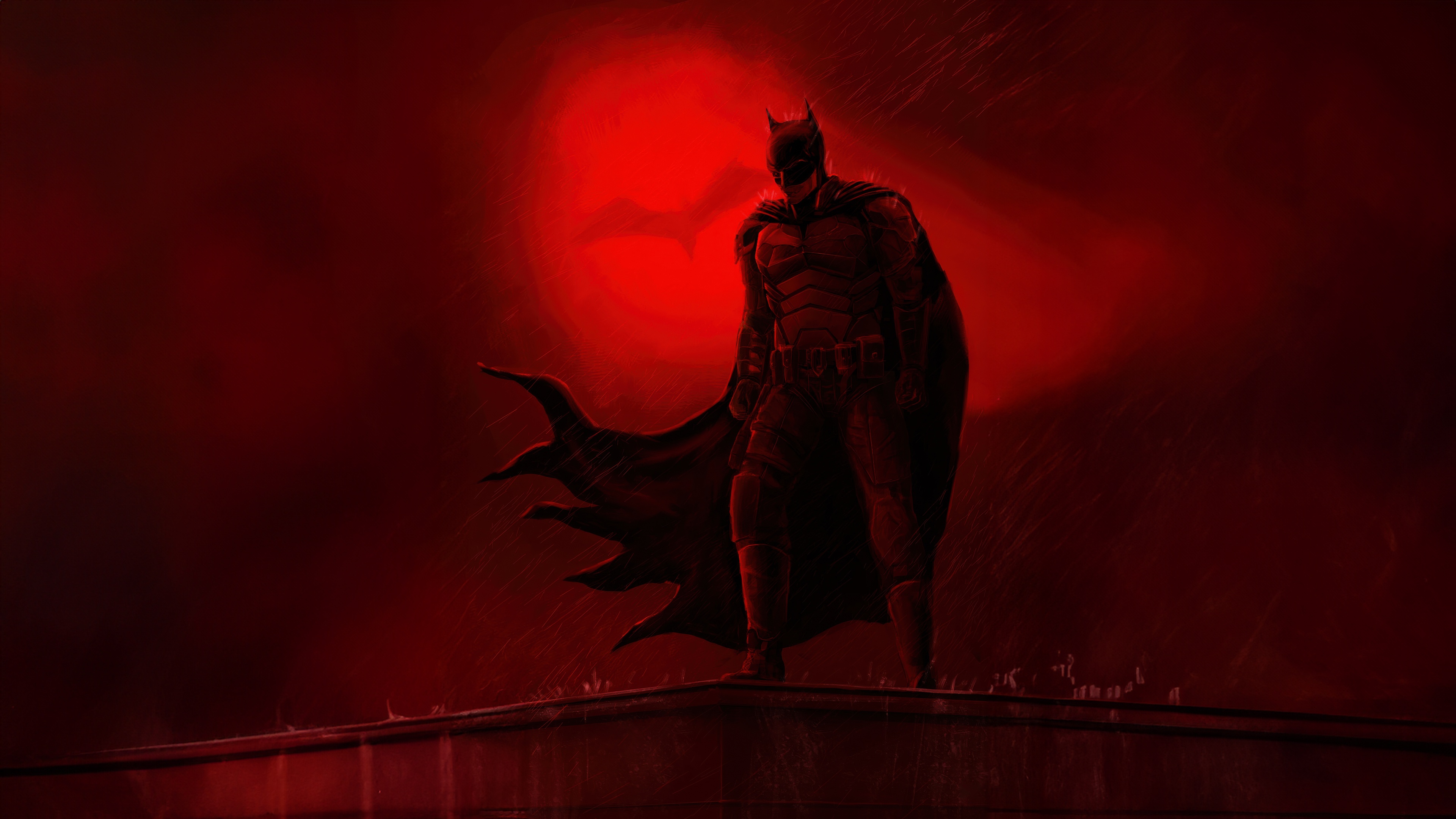 The Batman Standing on a Rooftop HD Wallpaper