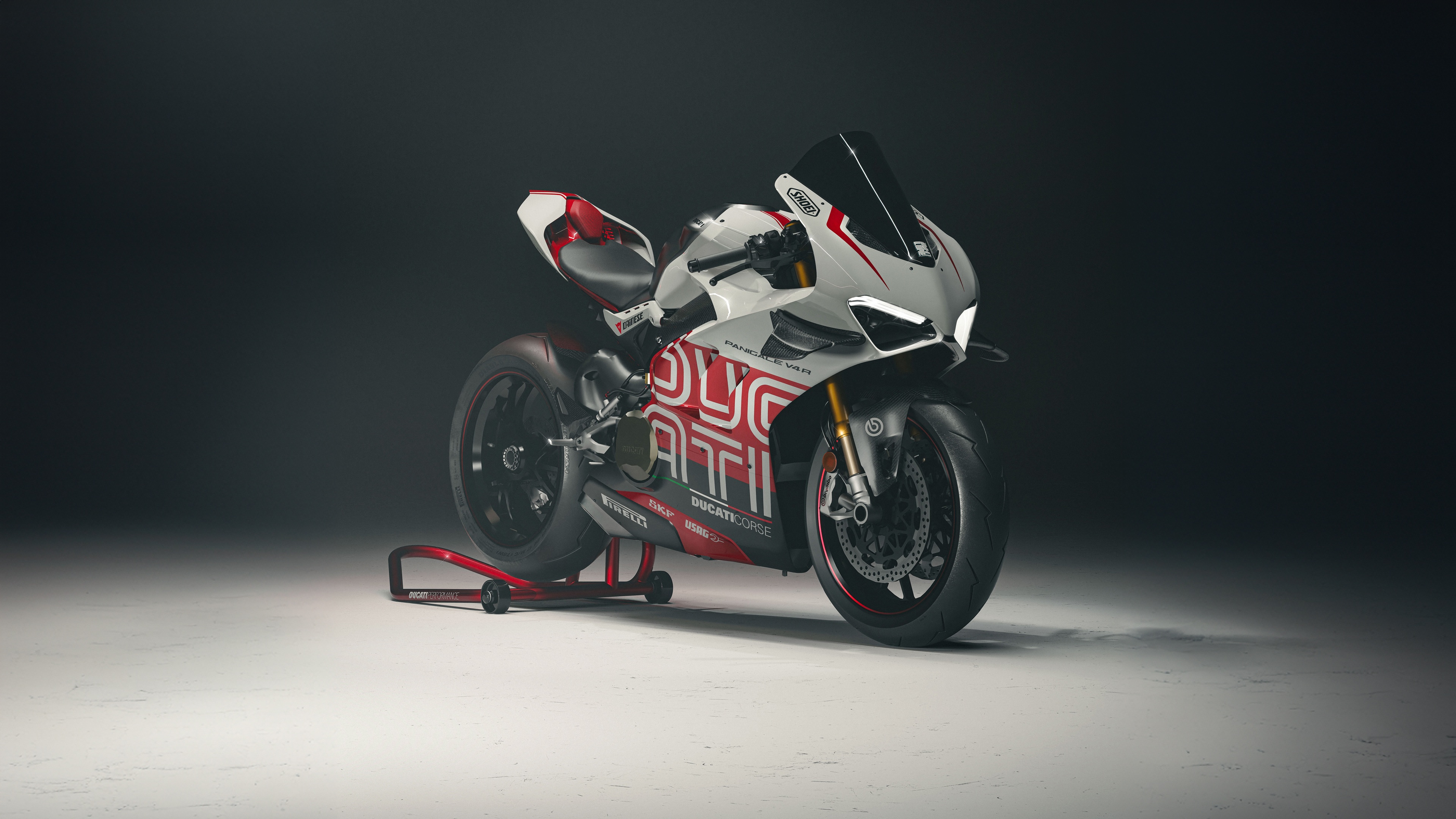 Ducati Panigale V4R motorcycle on a stand HD Wallpaper