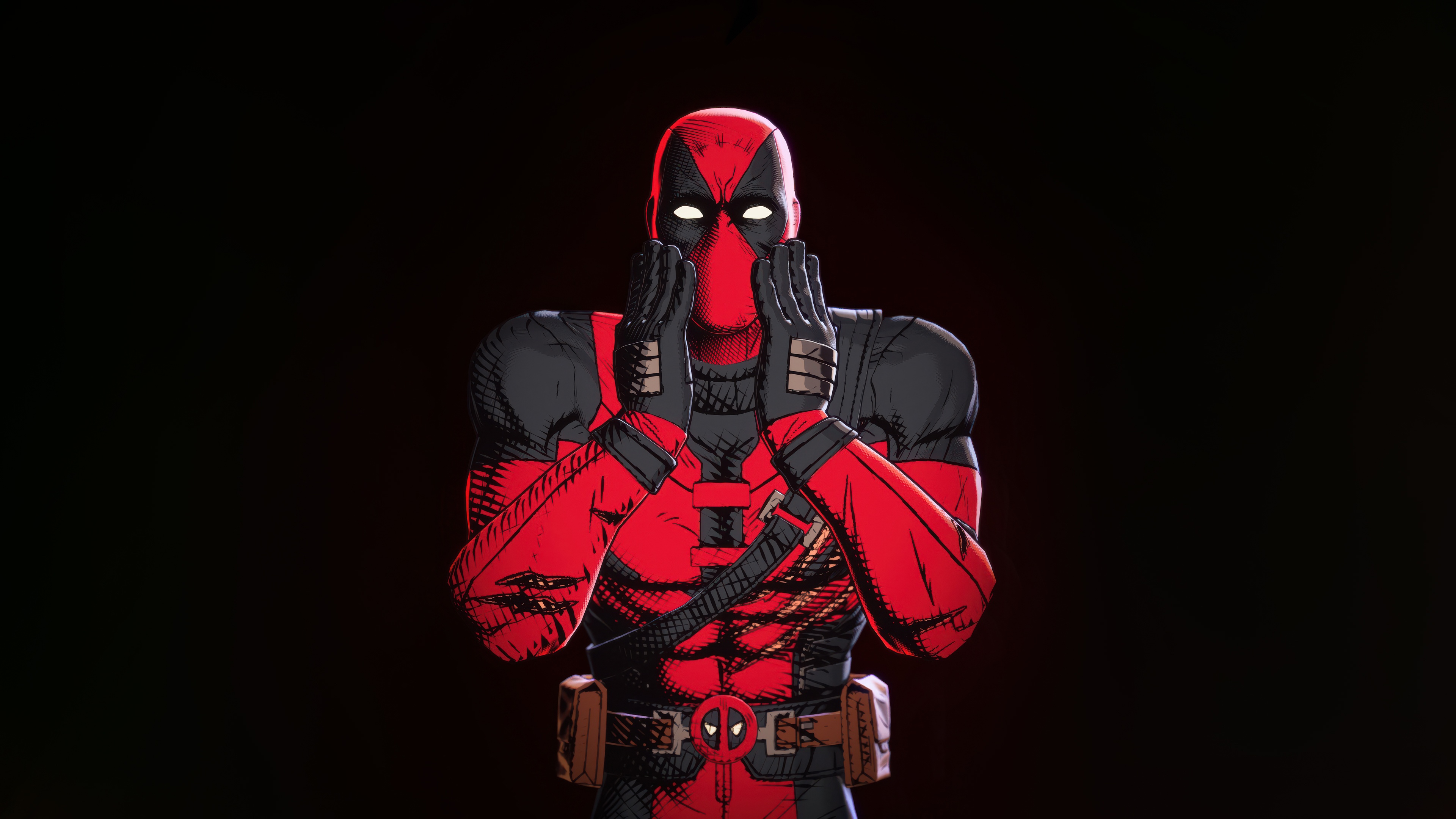 Deadpool with hands on face HD Wallpaper