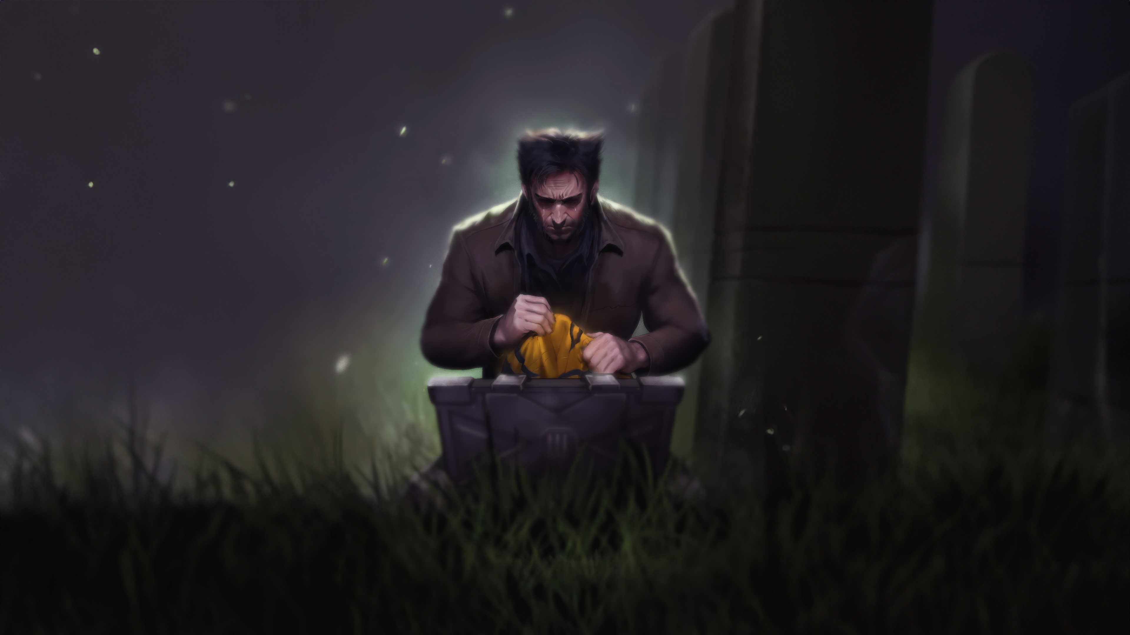 Wolverine Kneeling at a Gravestone HD Wallpaper