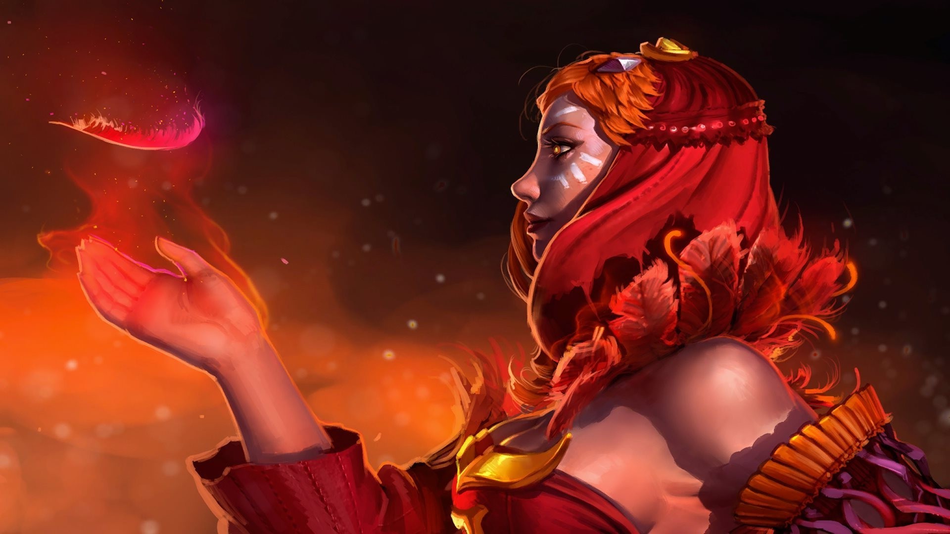 Lina from Dota 2 casting a spell HD Wallpaper