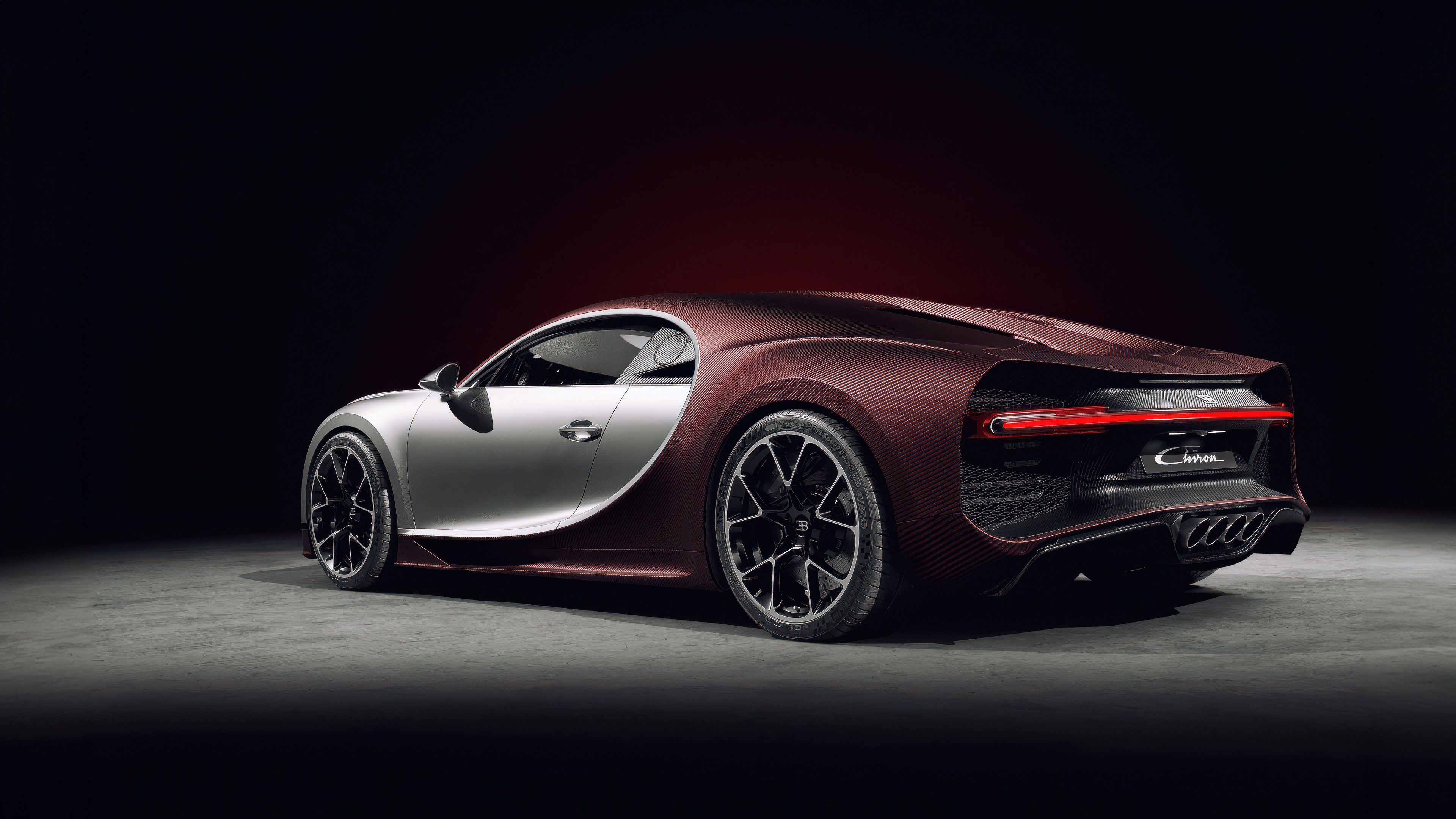 Bugatti Chiron Matte Carbon Rear View HD Wallpaper