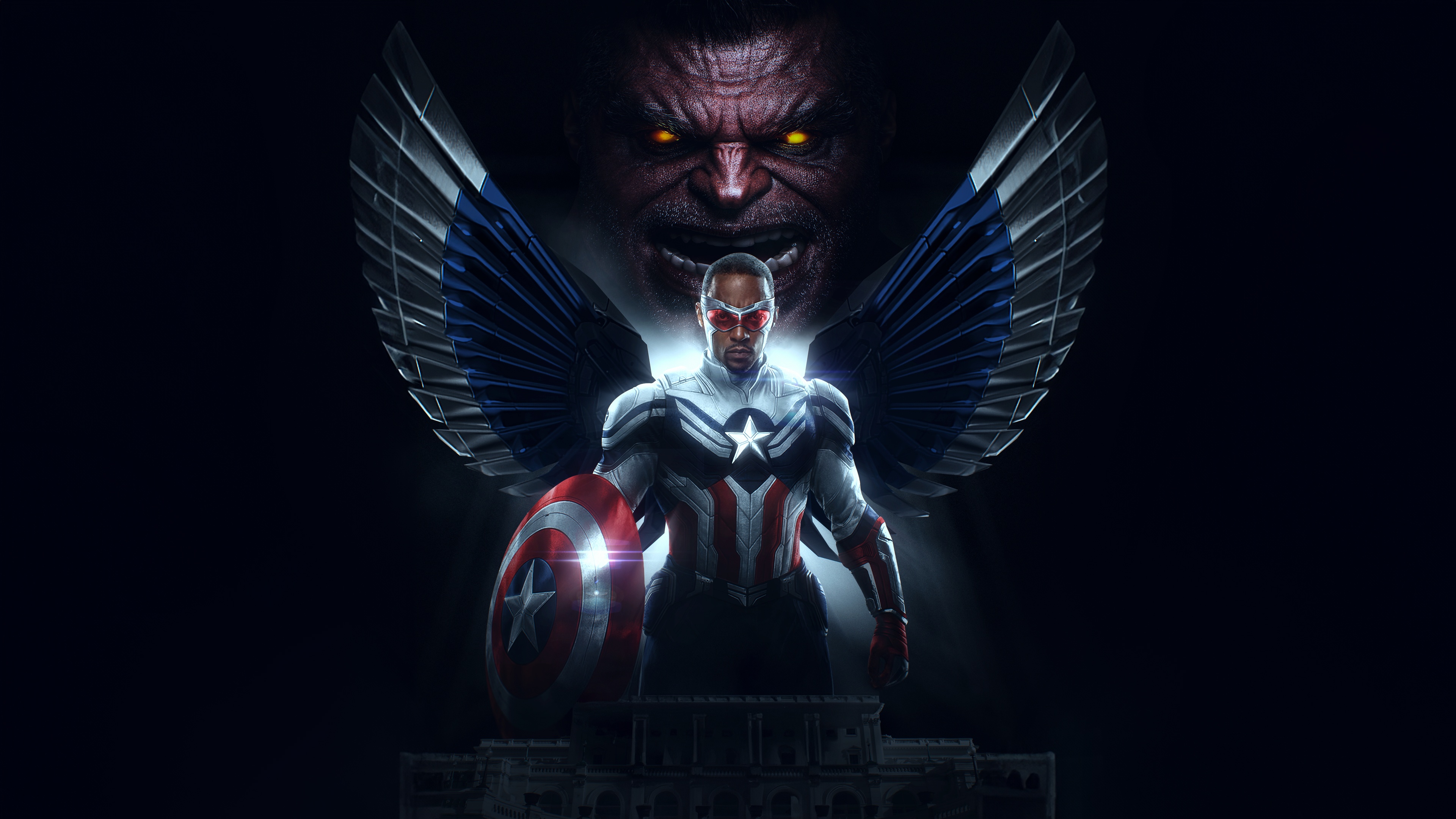 Captain America with Wings and Red Skull HD Wallpaper