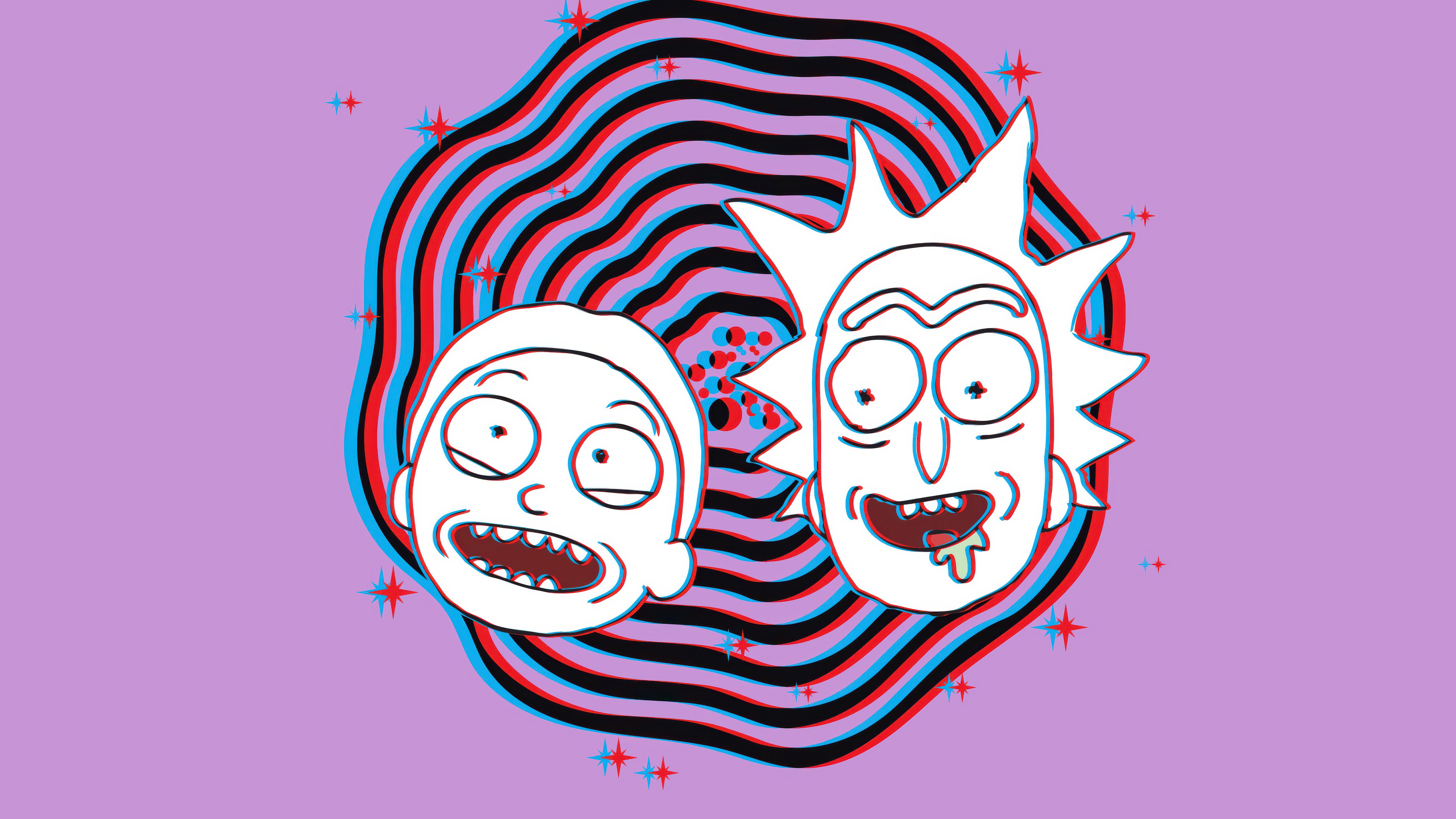 Rick and Morty psychedelic portrait HD Wallpaper