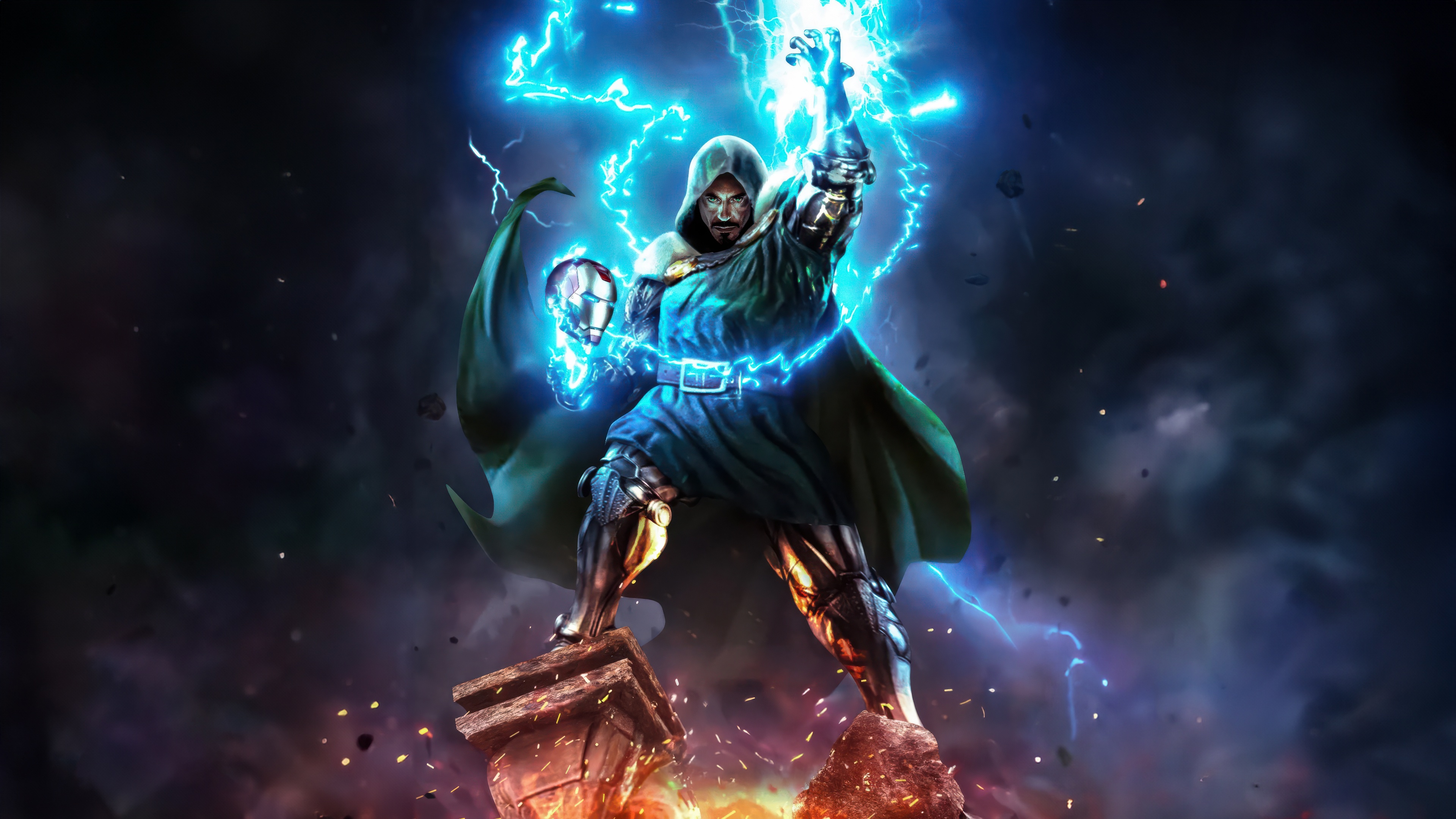Doctor Doom wielding lightning HD Wallpaper