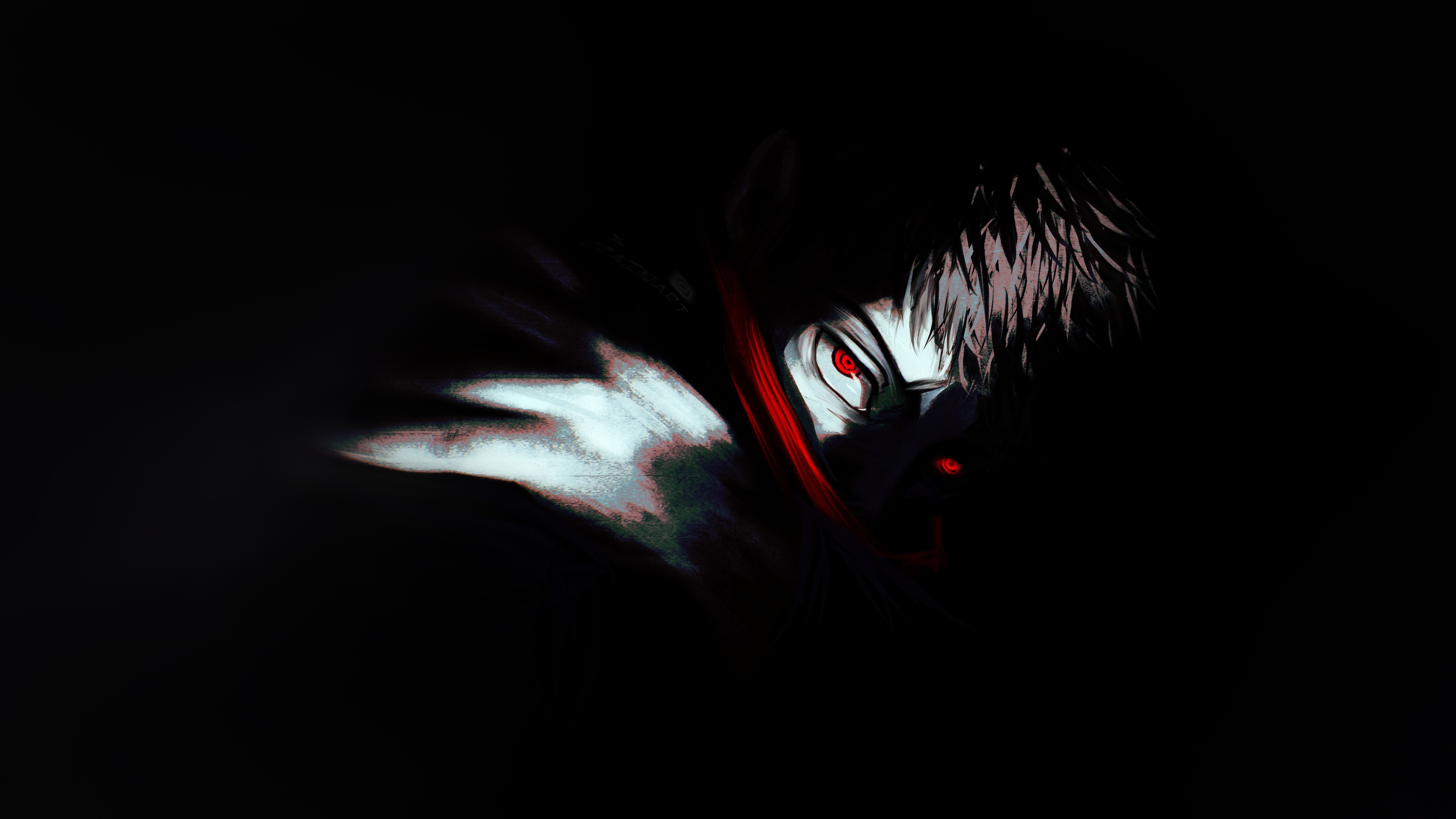 Yuji Itadori with red eyes in darkness HD Wallpaper