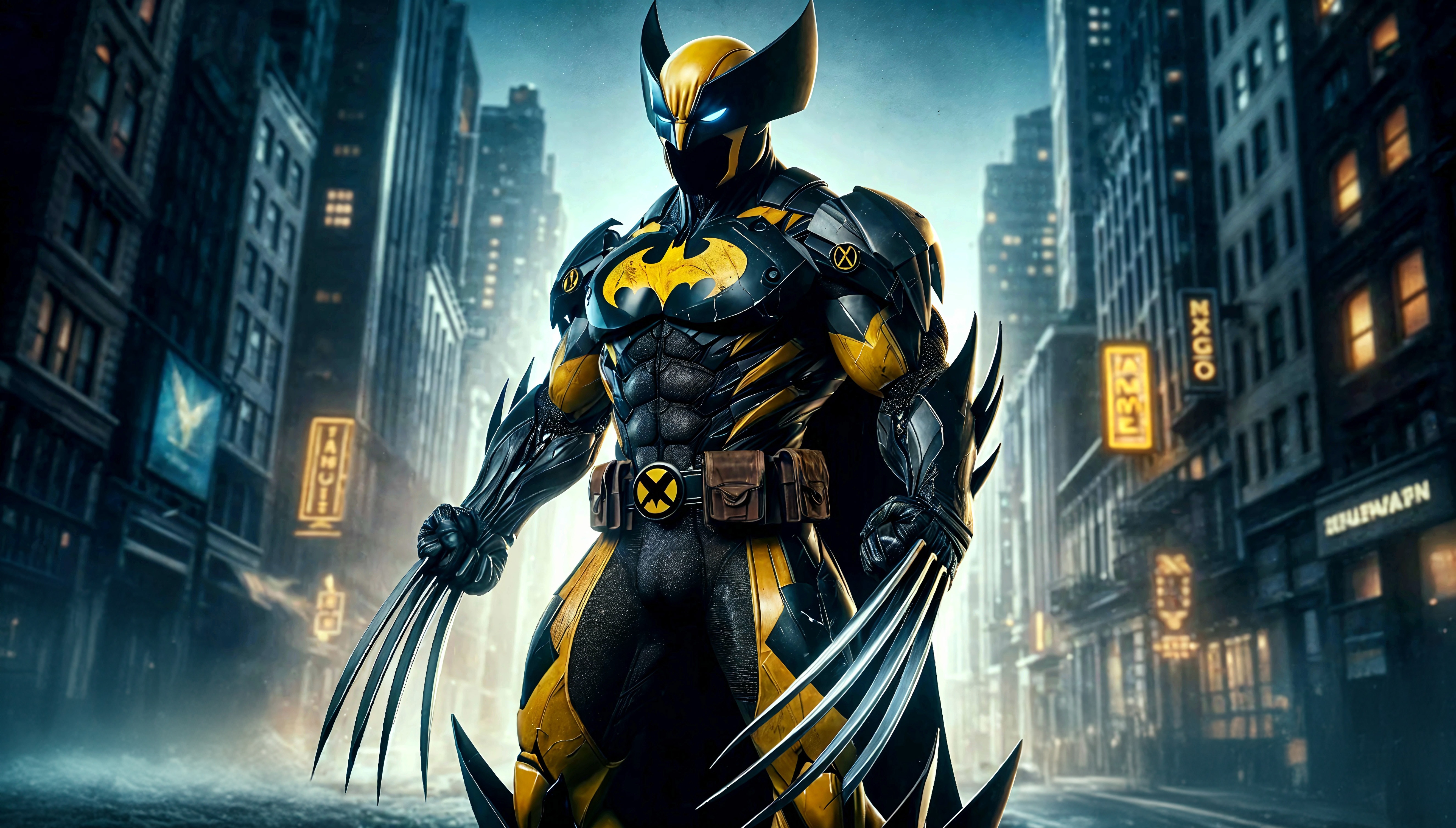 Wolverine Batman Hybrid in Gotham City HD Wallpaper