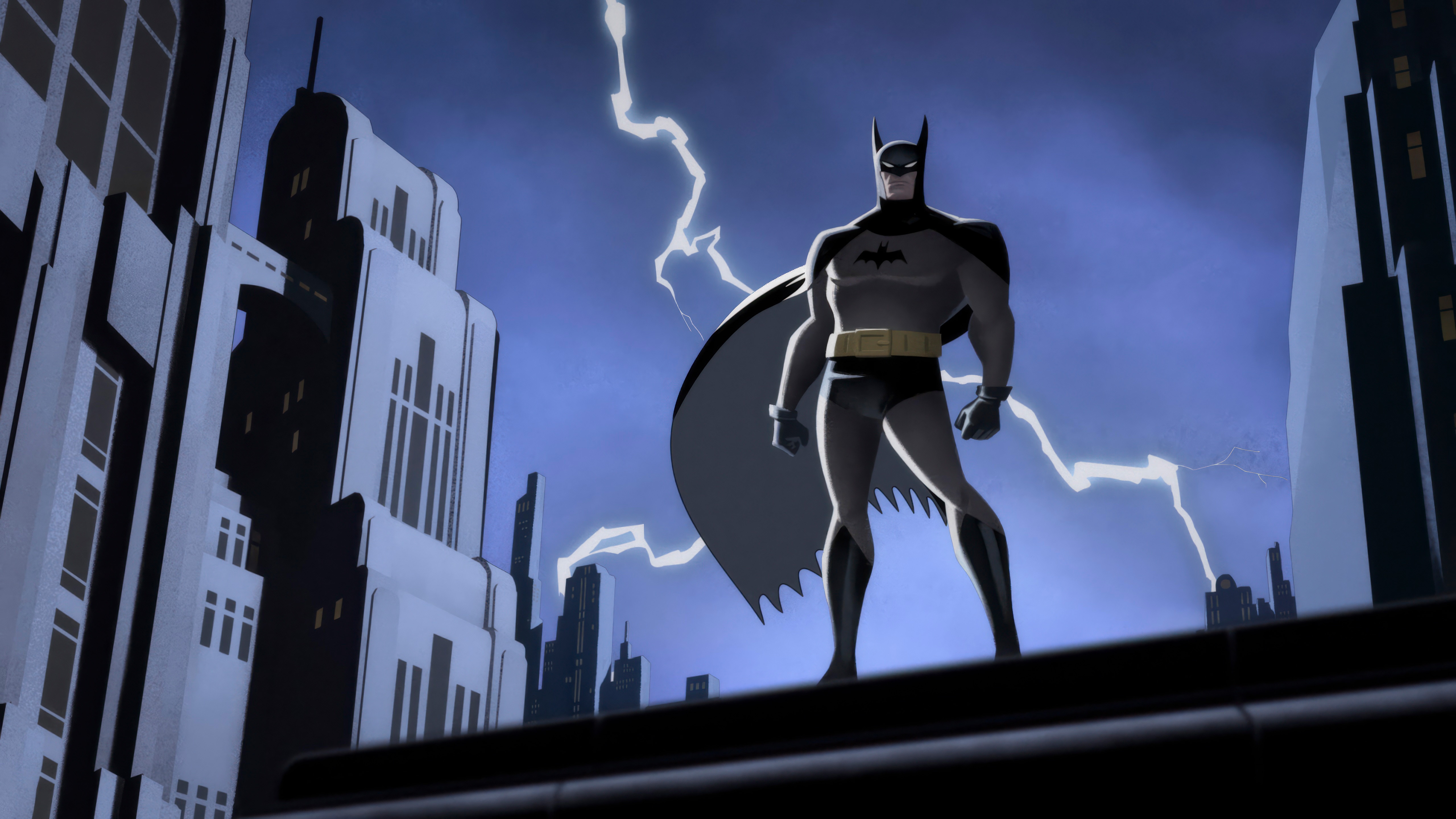 Batman Standing on a Rooftop During a Lightning Storm HD Wallpaper