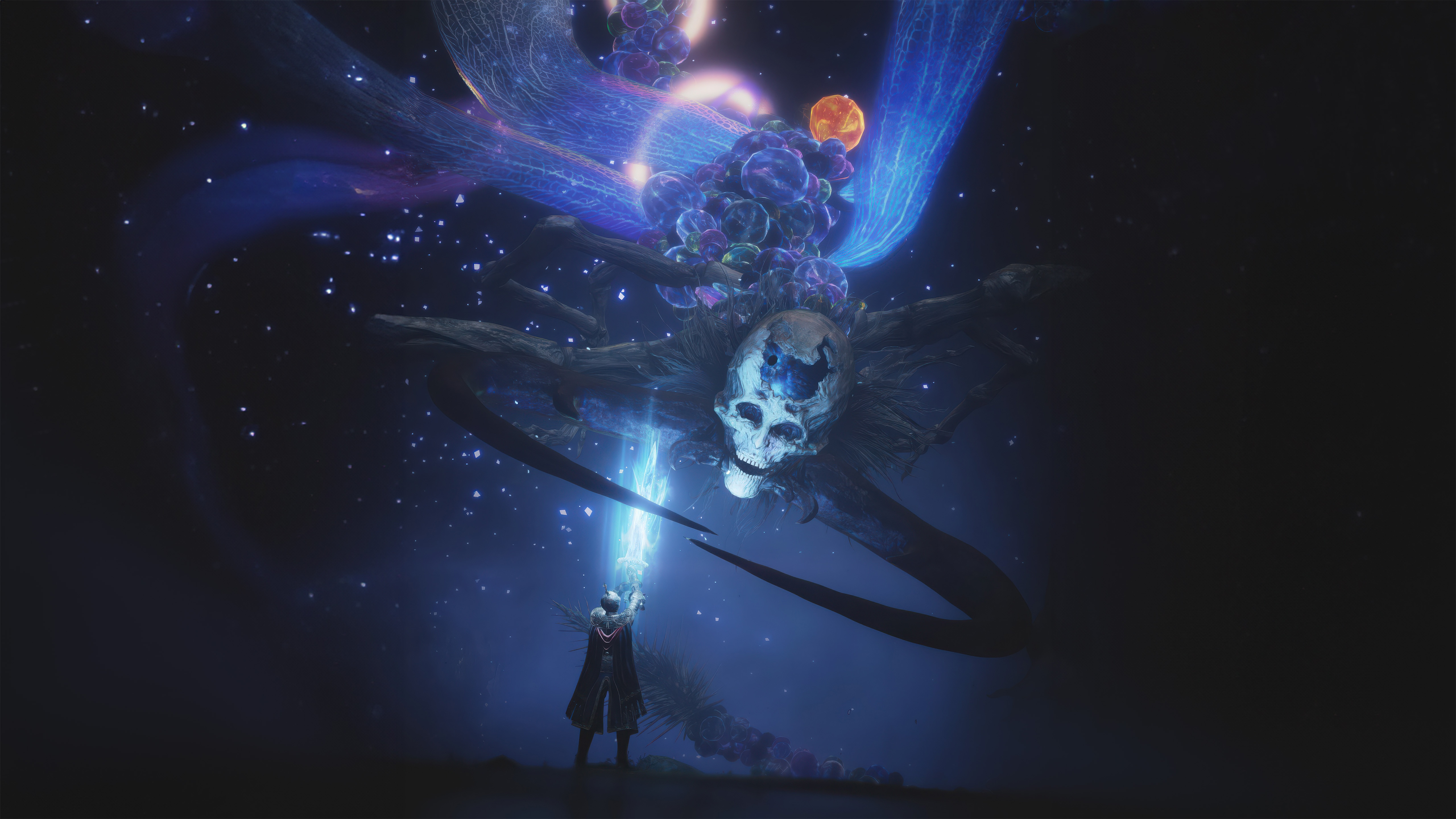 Elden Ring: The Formidable Skull Creature and Warrior HD Wallpaper