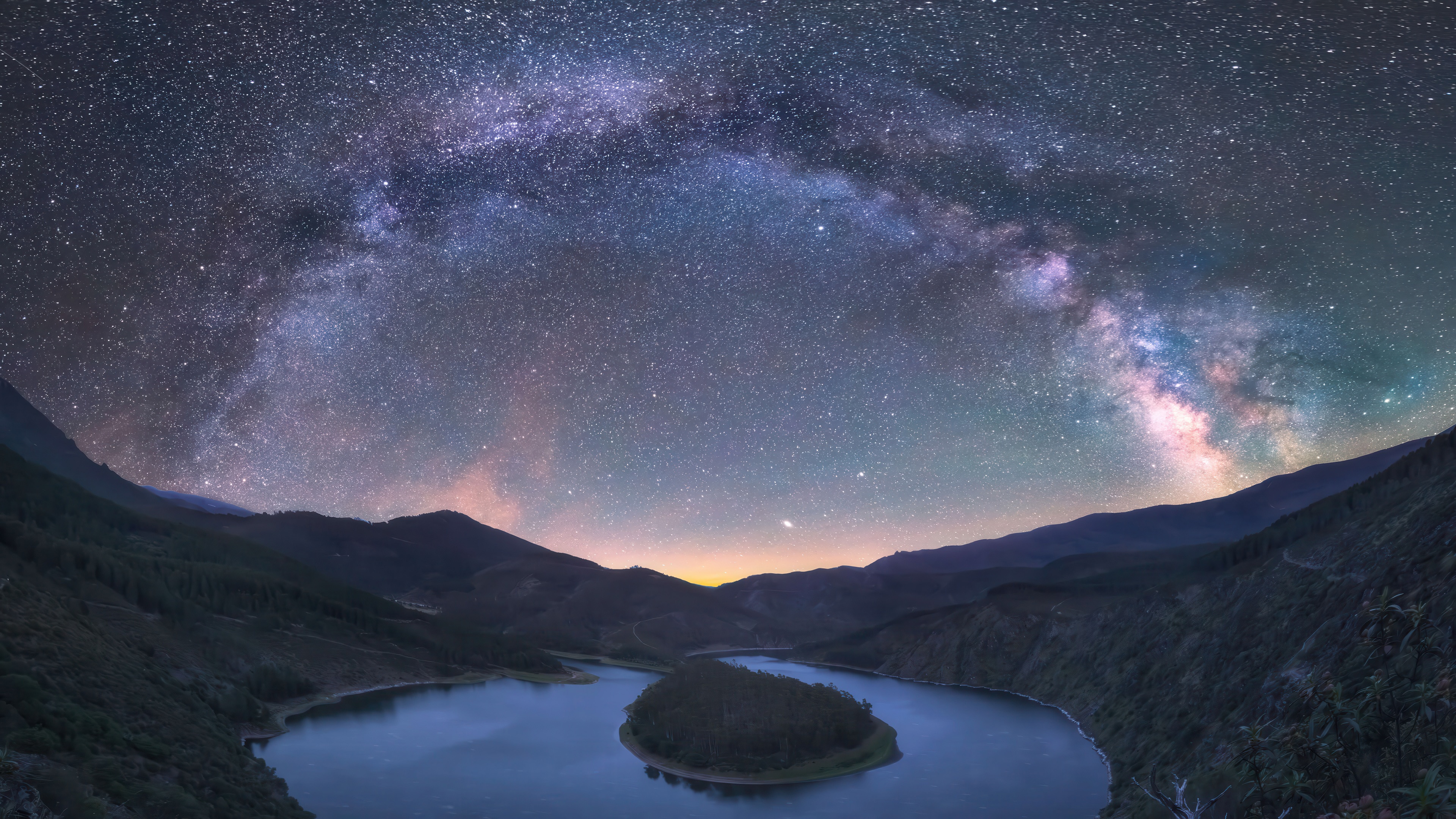 Milky Way Over a Mountain Lake HD Wallpaper