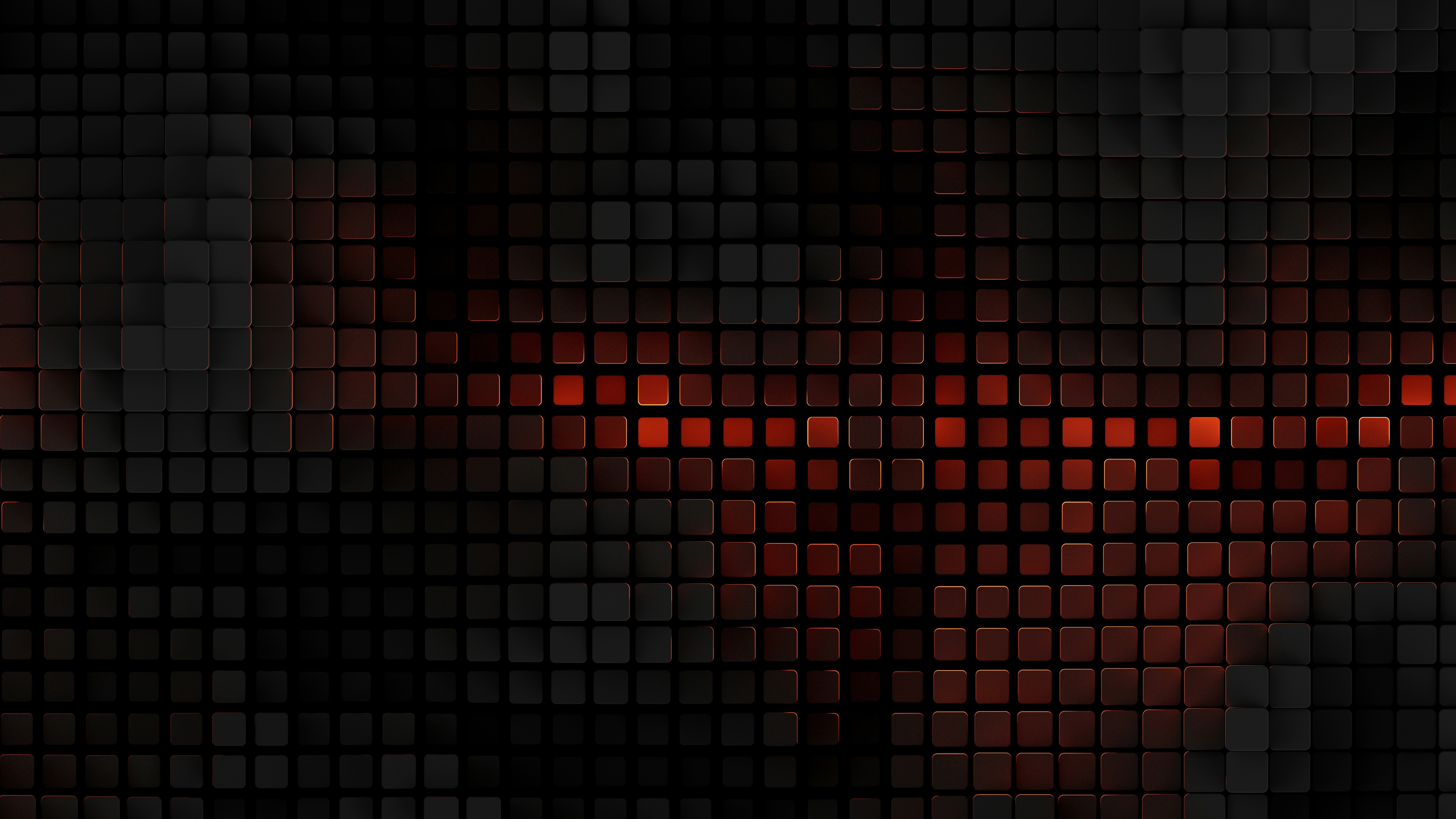 Abstract Red and Black Cubes Pattern HD Wallpaper