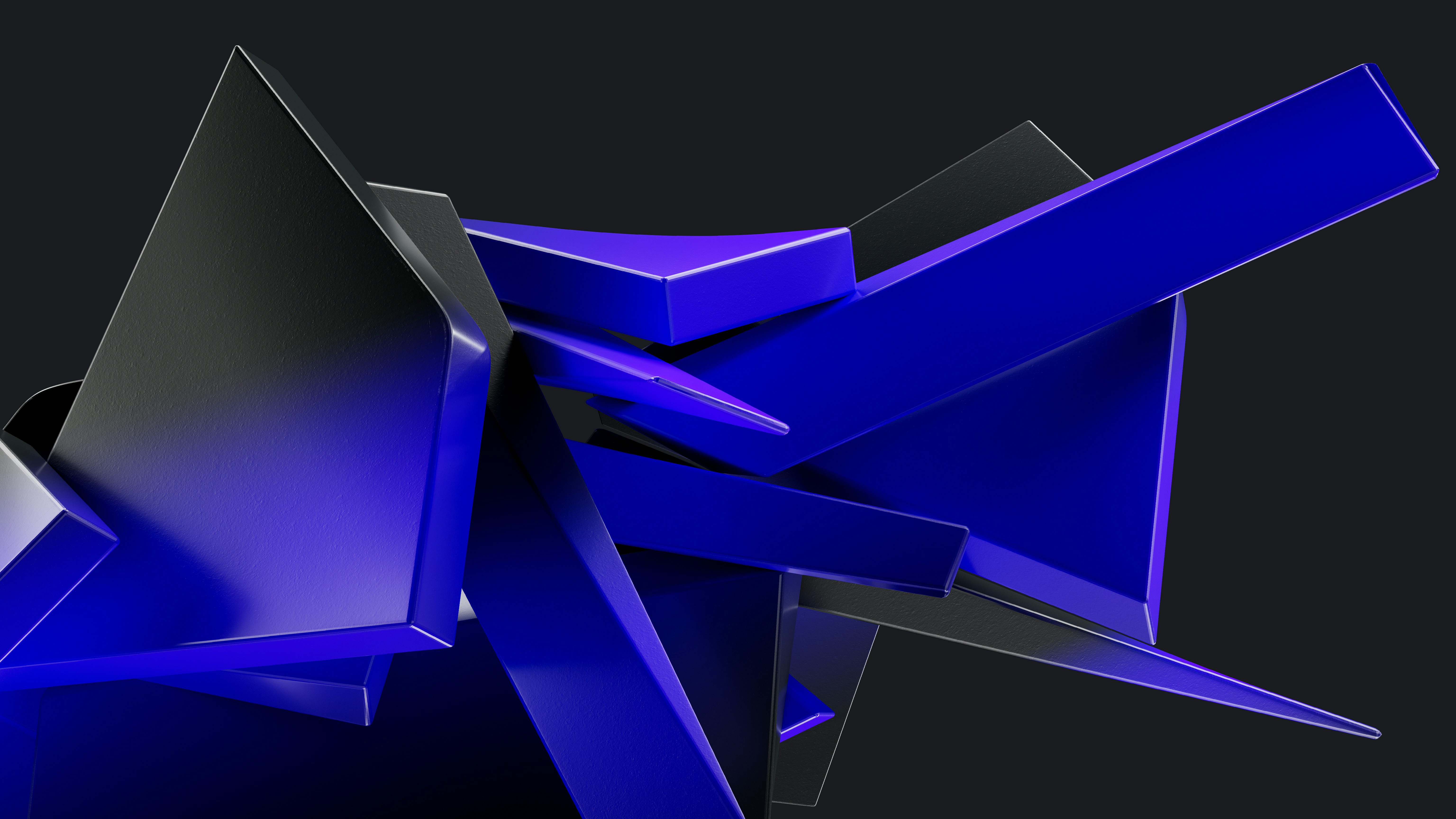 Blue and Black Abstract Geometric Shapes HD Wallpaper