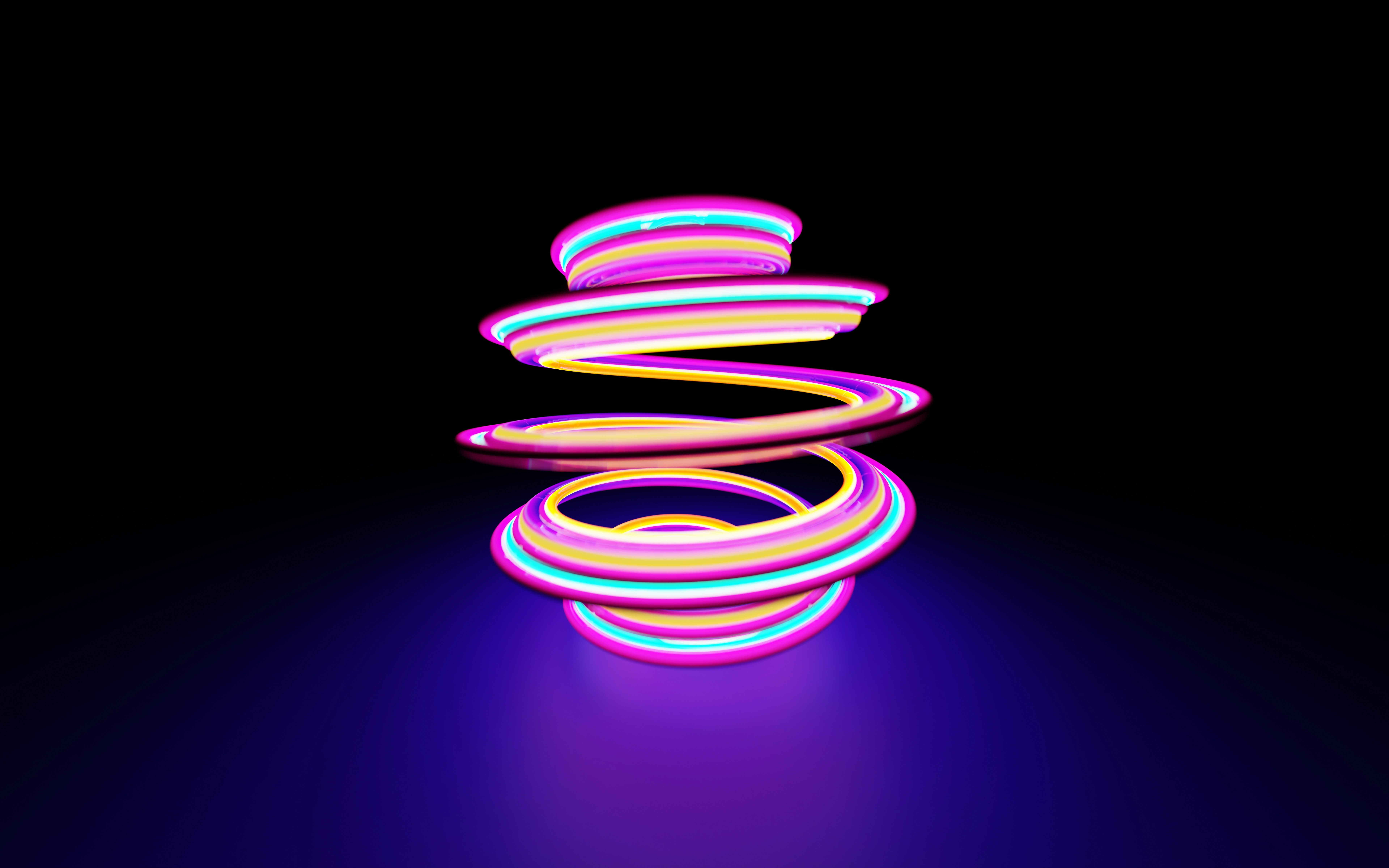 Abstract neon light spiral on a dark background HD Wallpaper