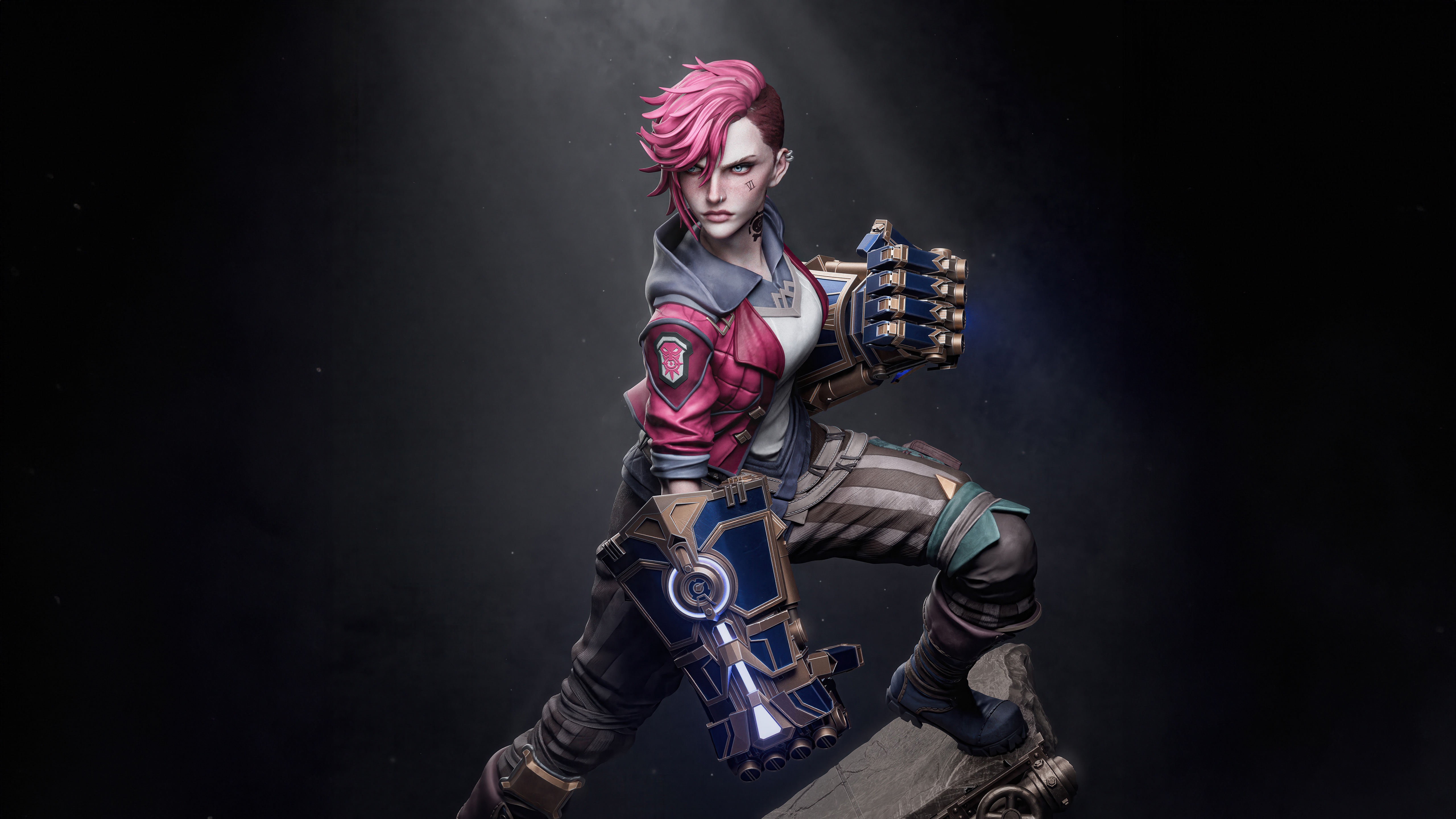 Vi from Arcane with mechanical gauntlets HD Wallpaper