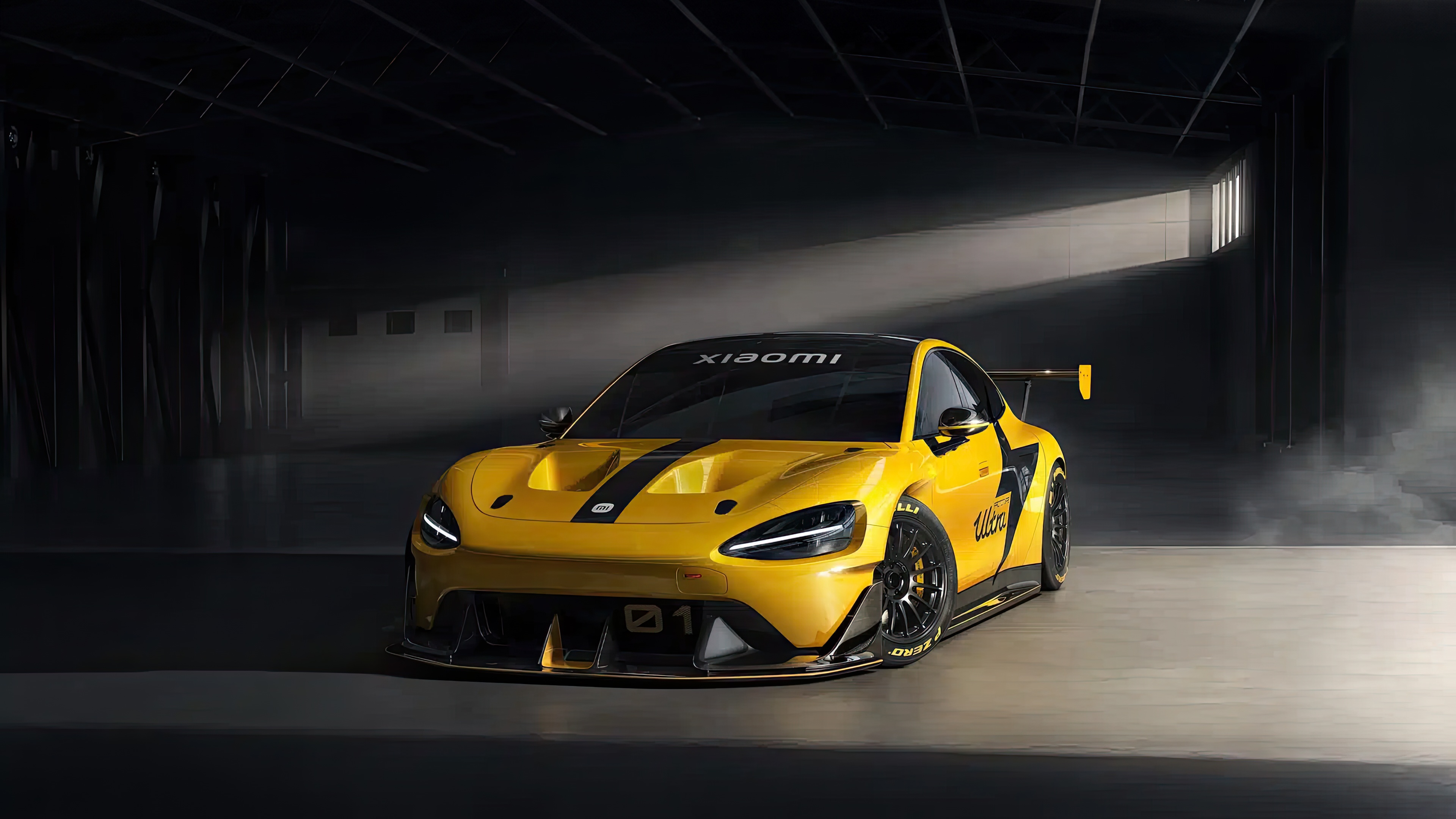 Yellow Xiaomi SU7 Ultra Prototype race car HD Wallpaper