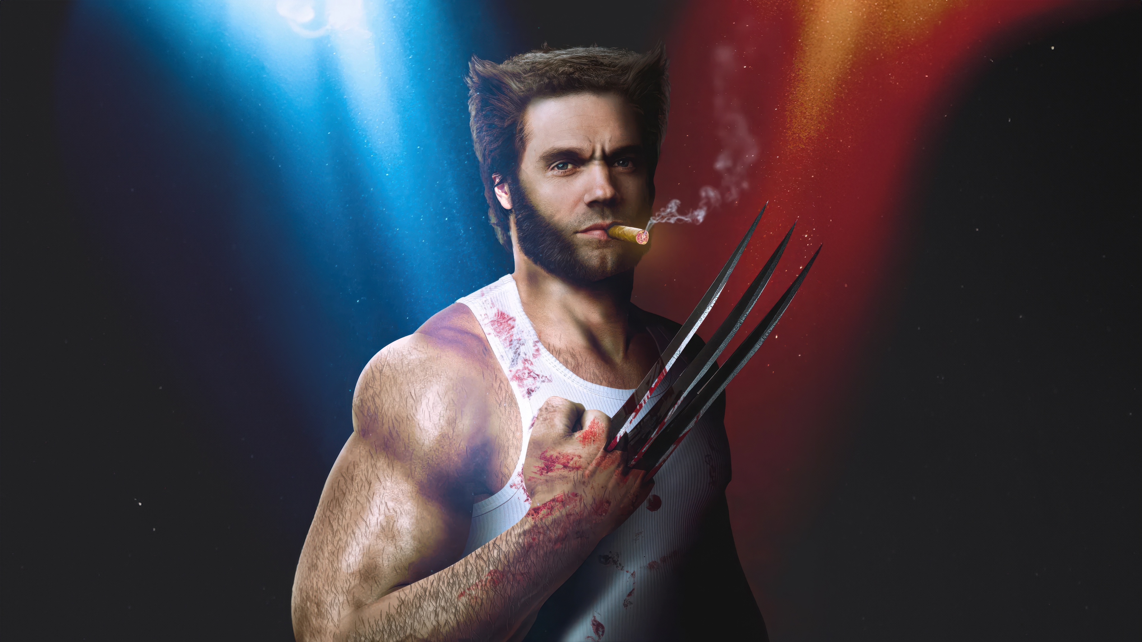 Wolverine with adamantium claws and cigar HD Wallpaper