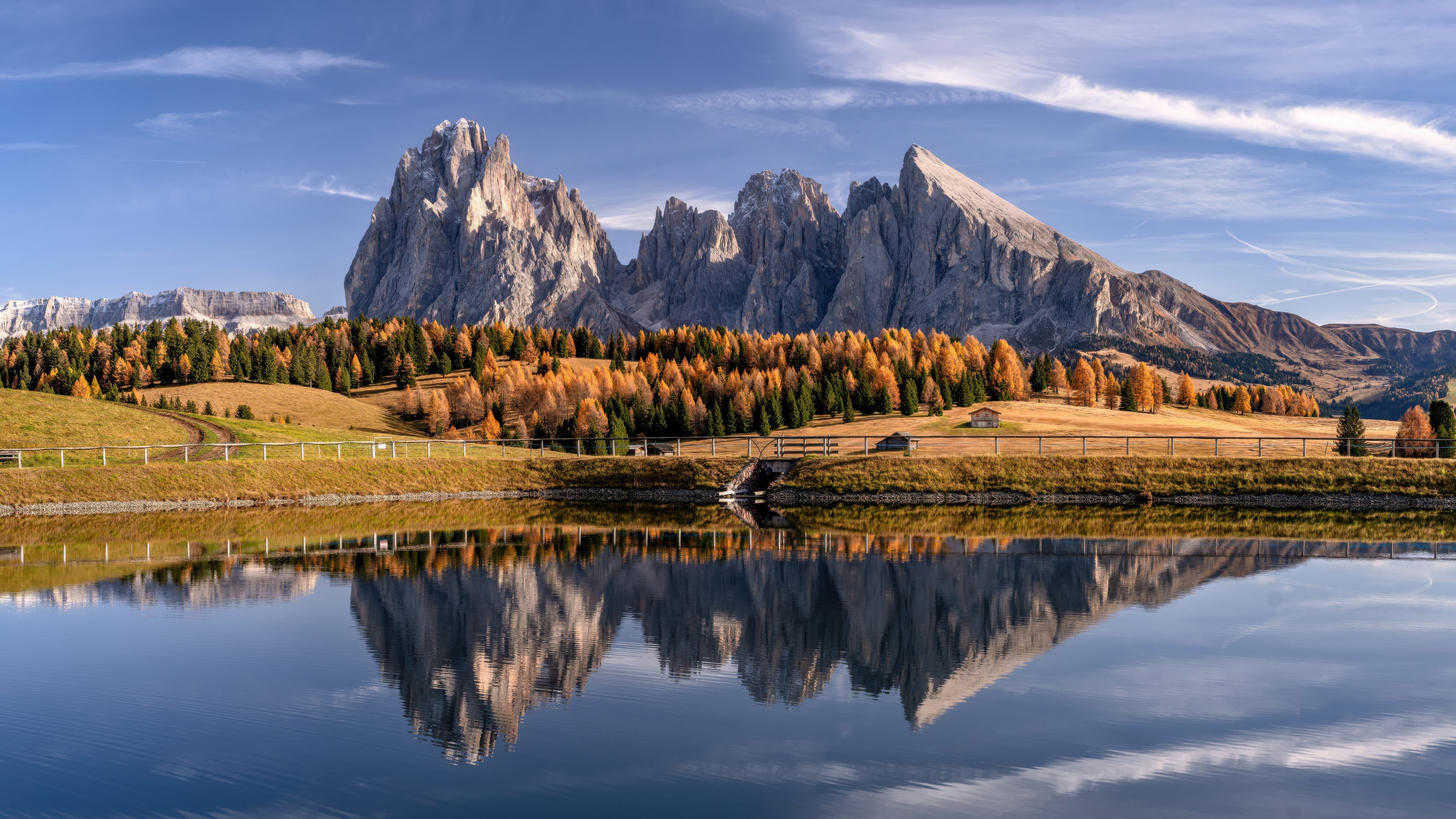 Dolomites Mountains Reflected in a Lake HD Wallpaper