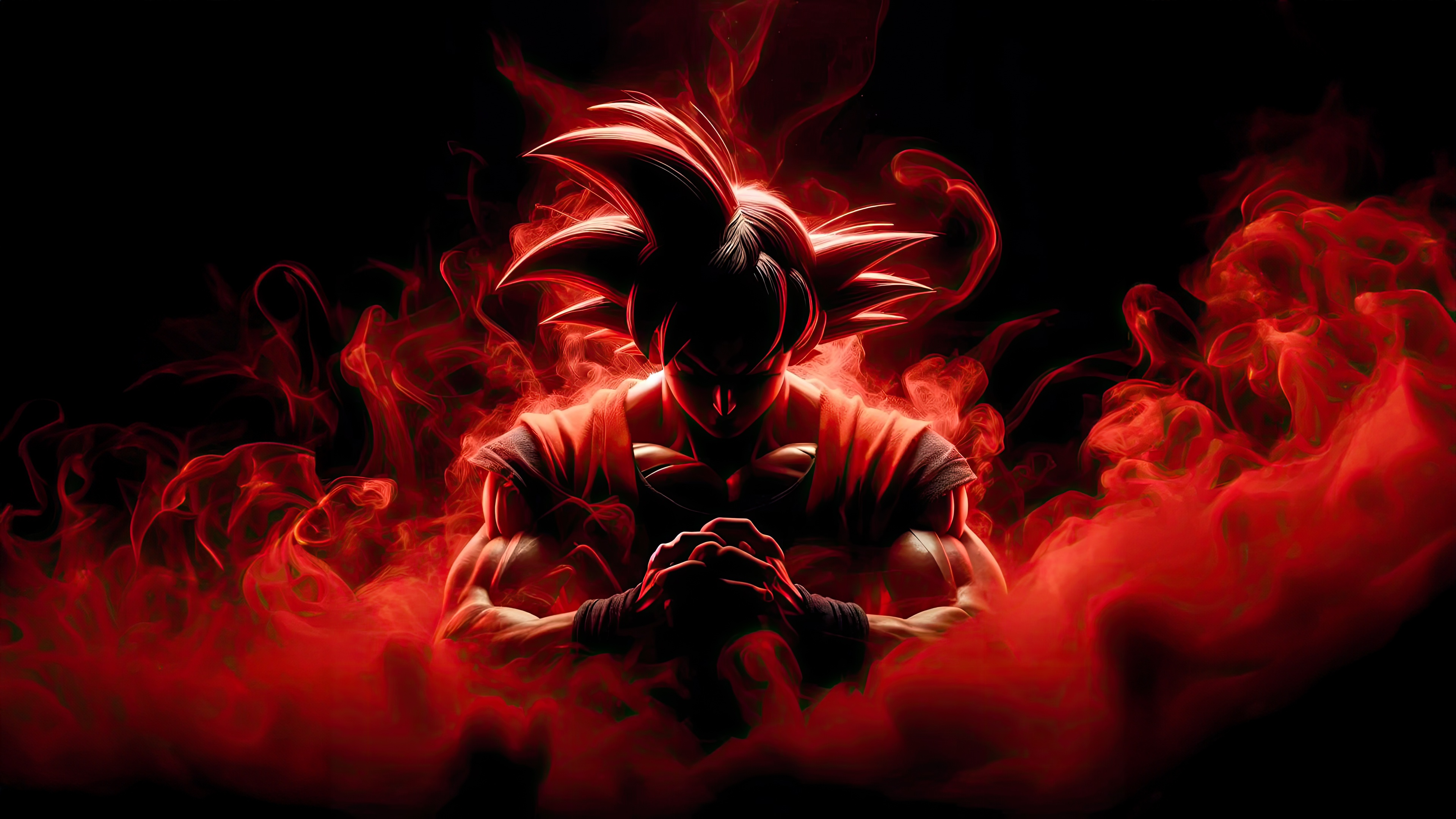 Goku in Red Aura HD Wallpaper