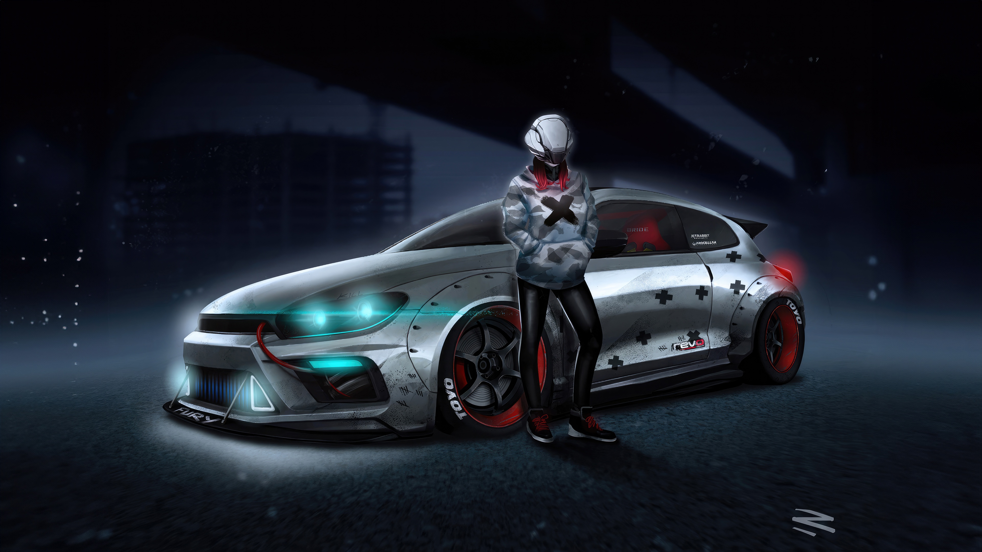 Cyber Street Racer with Modified Car HD Wallpaper