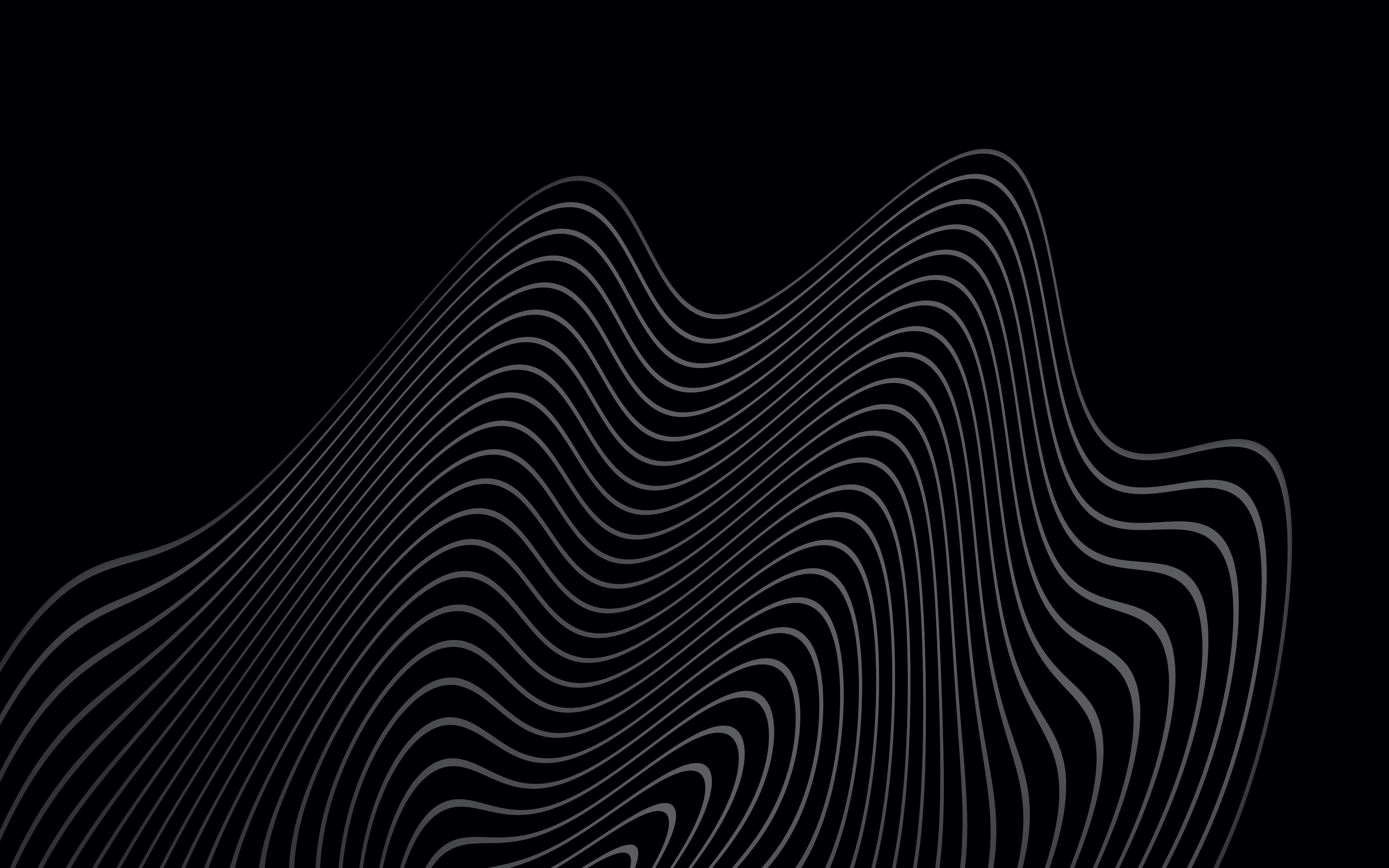 Dark wavy lines on black background HD Wallpaper