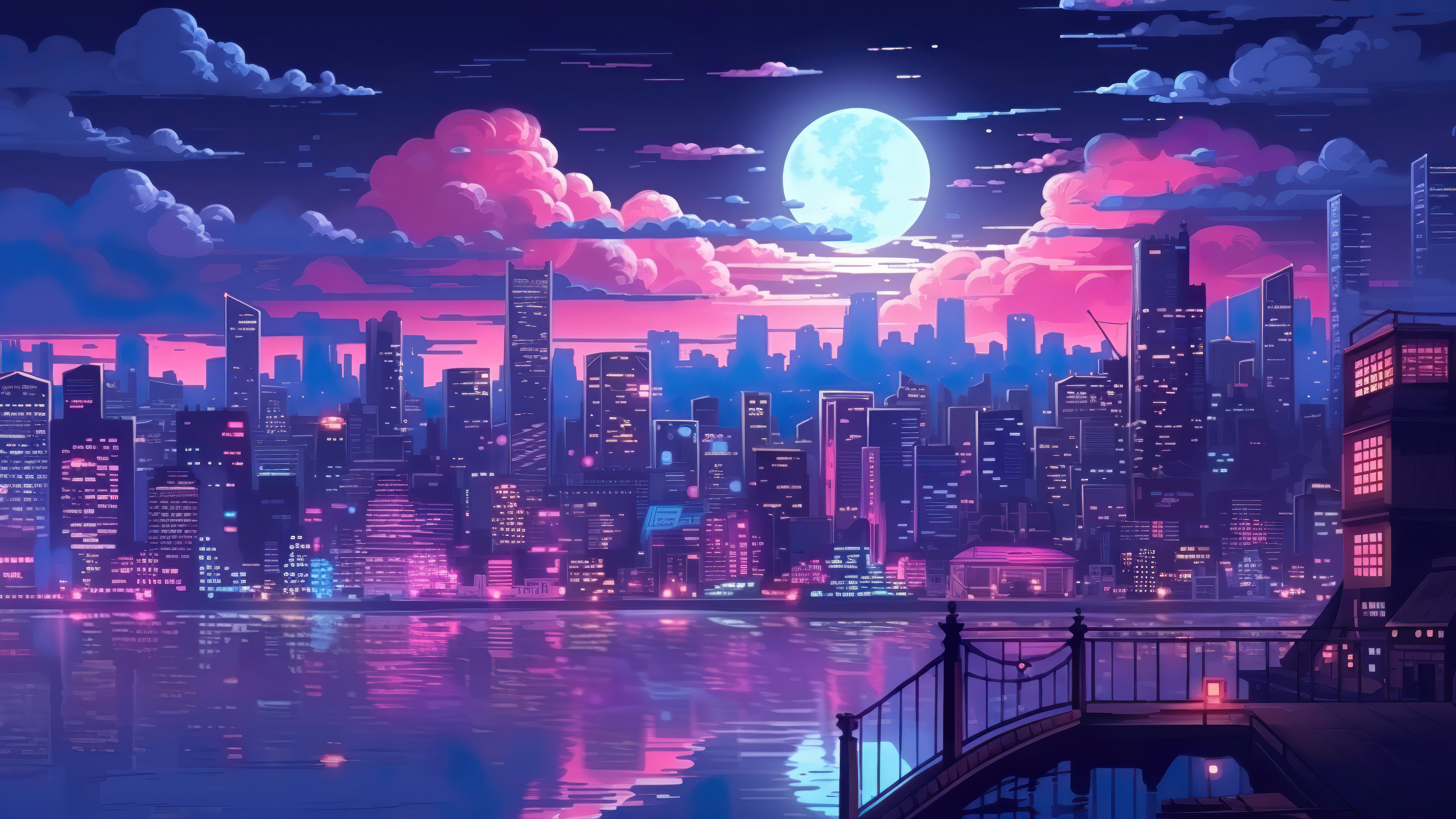 City Lights Under The Stars Cityscape HD Wallpaper