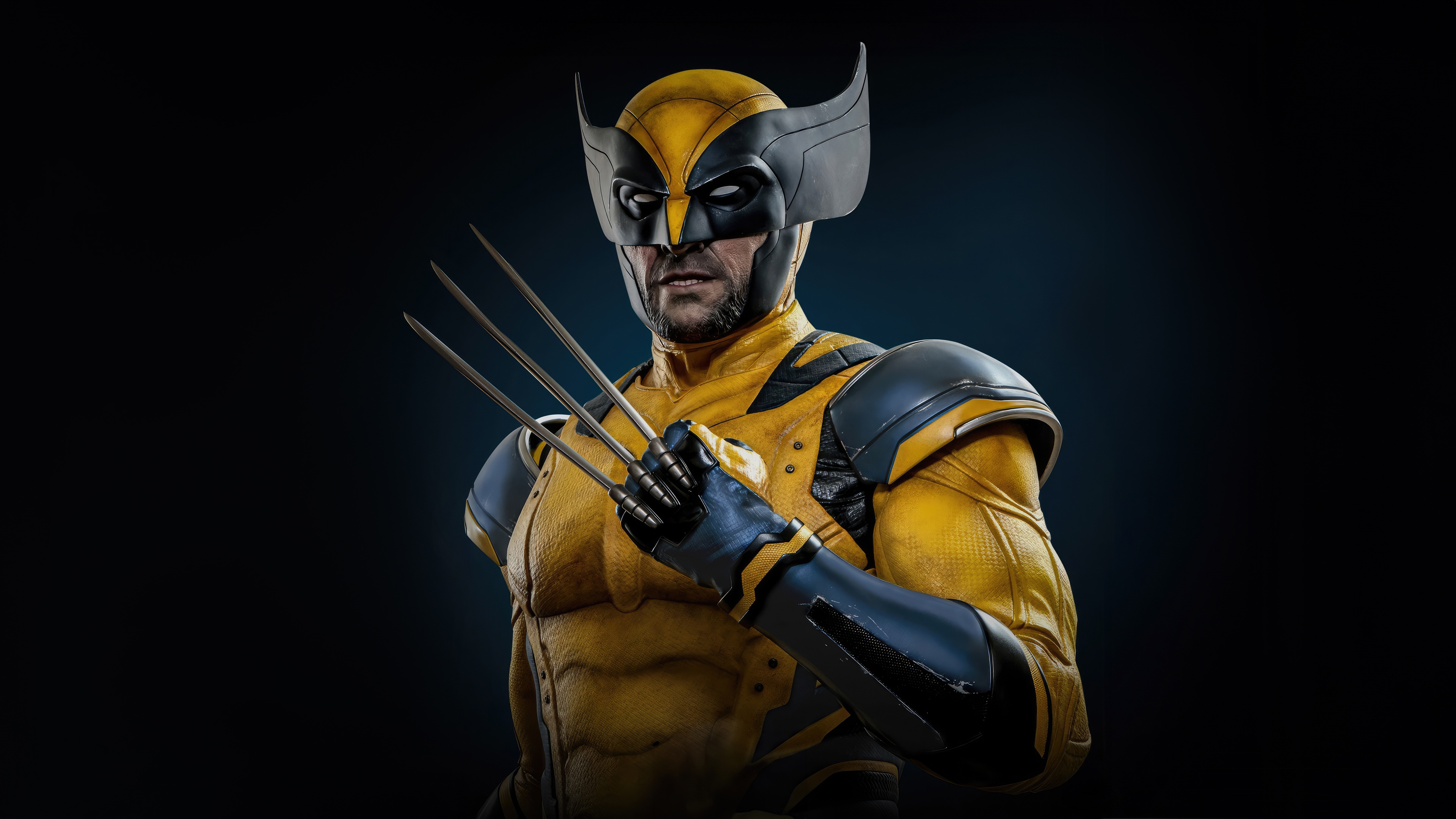 Wolverine in his yellow and blue suit with claws HD Wallpaper