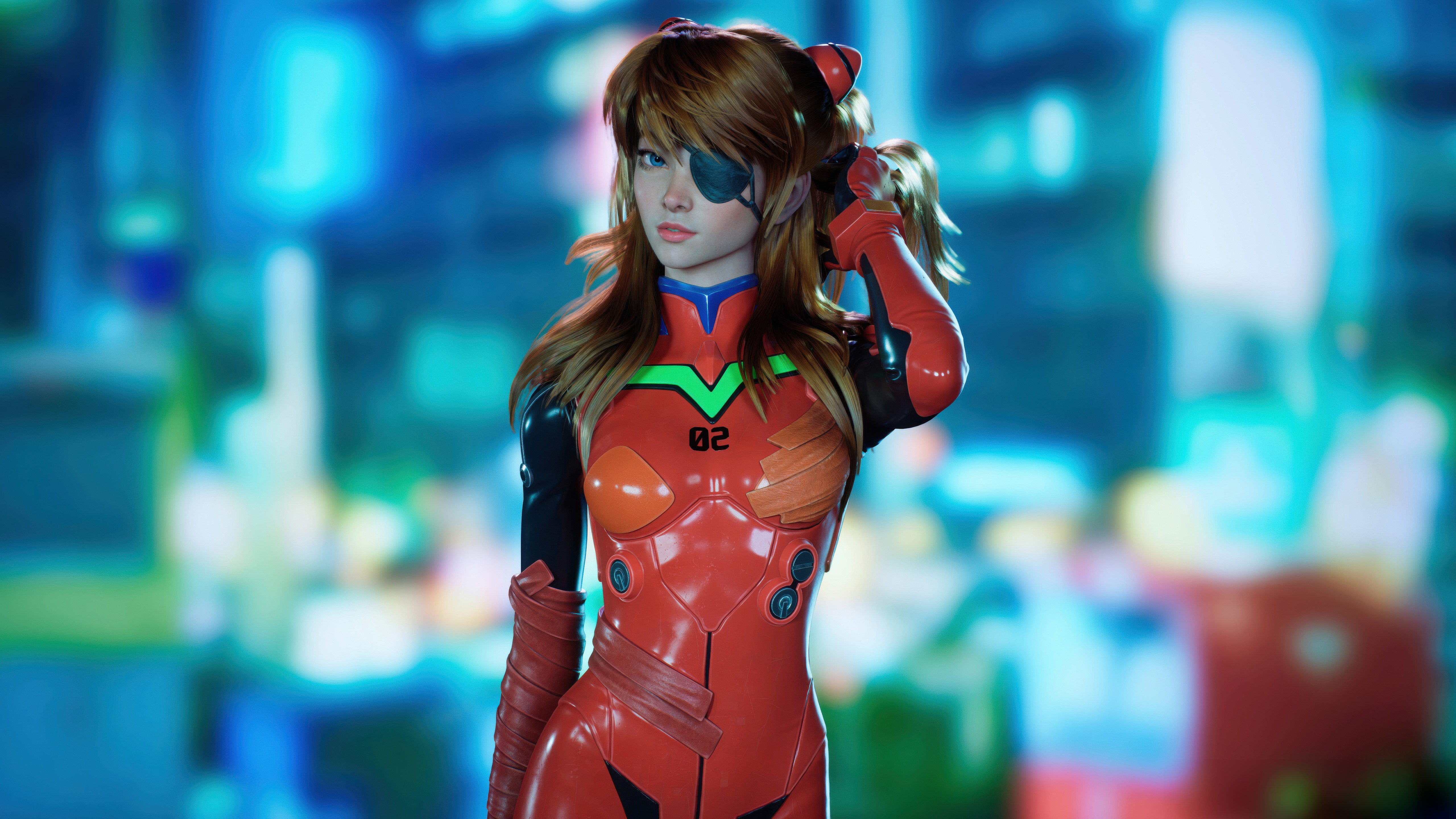 Asuka Langley Soryu in Evangelion Unit-02 plugsuit HD Wallpaper
