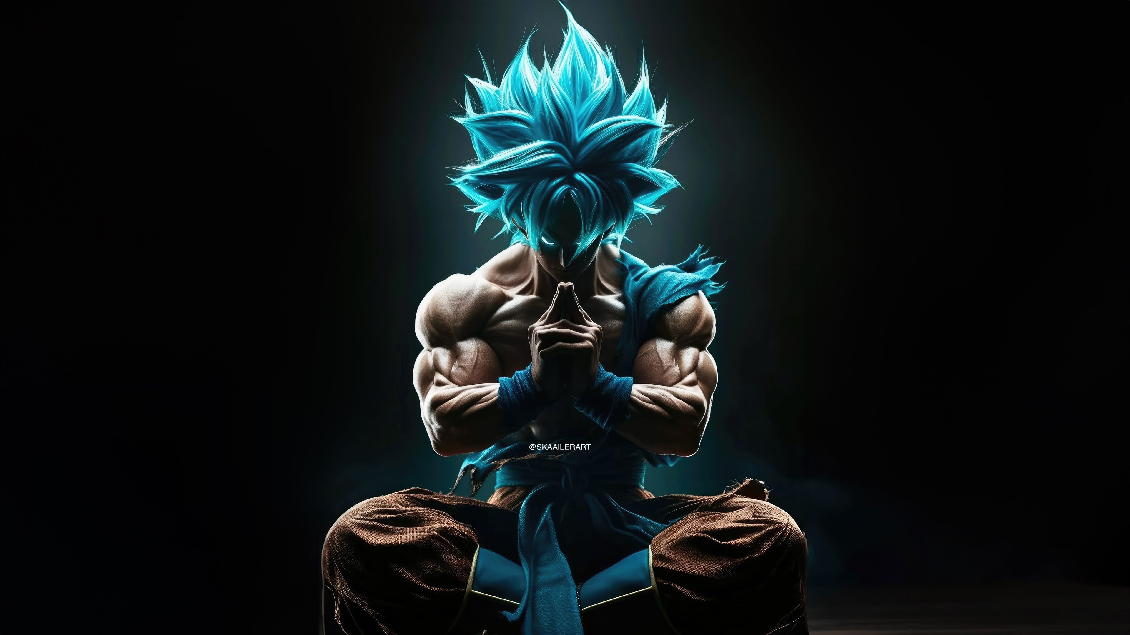 Goku in Super Saiyan Blue Pose HD Wallpaper