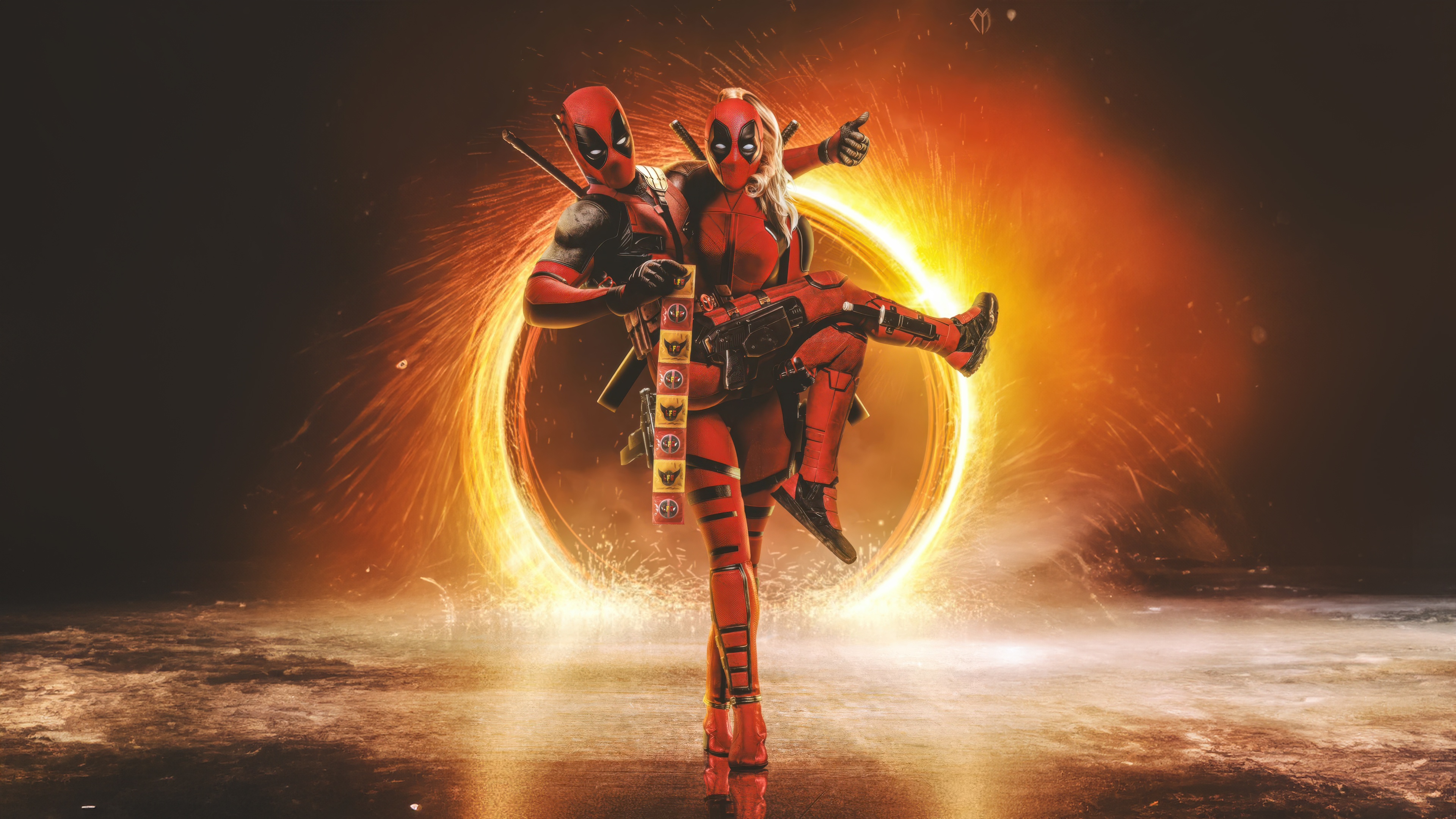 Deadpool and Domino with Protection HD Wallpaper