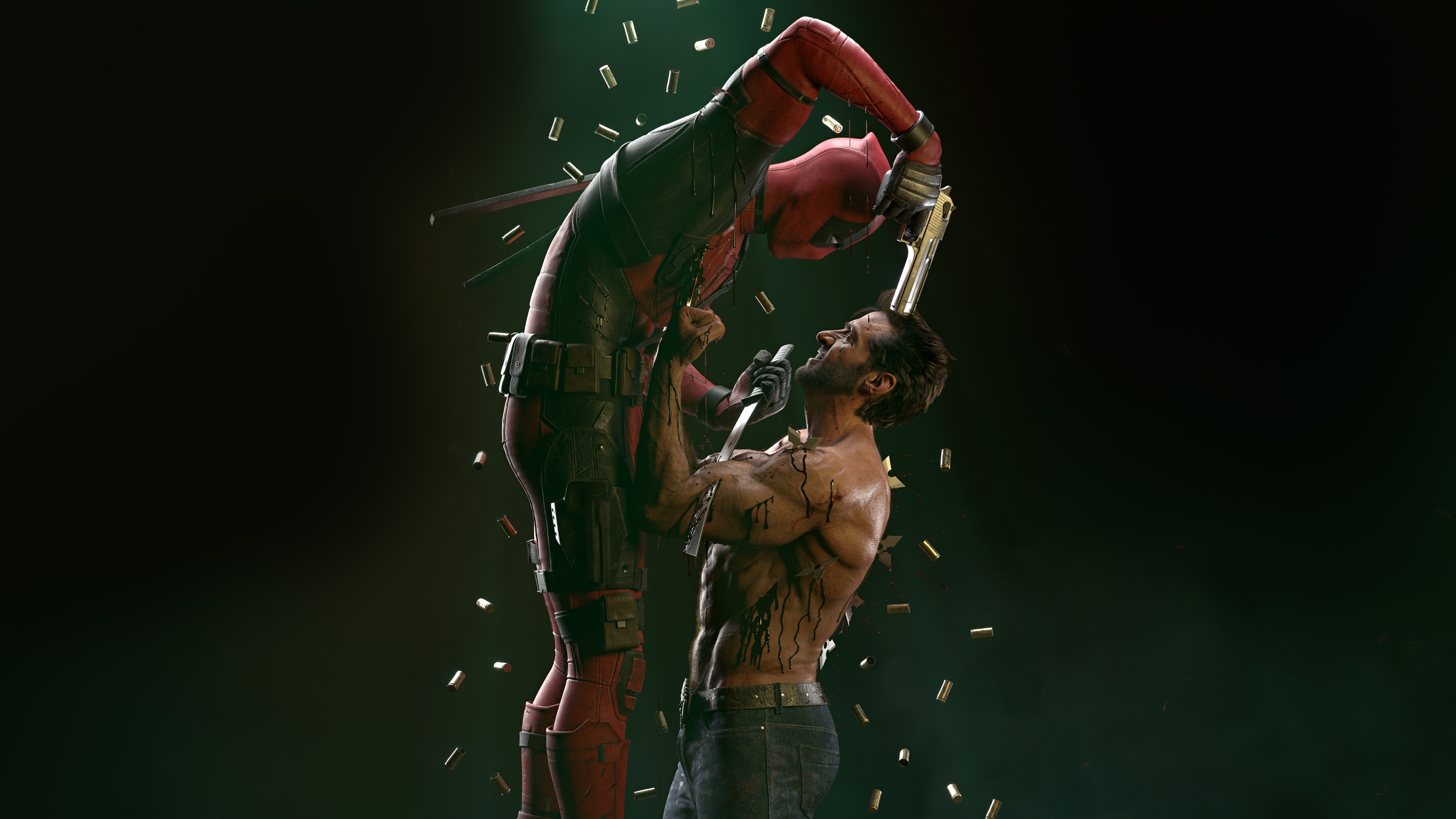 Deadpool and Wolverine in combat HD Wallpaper