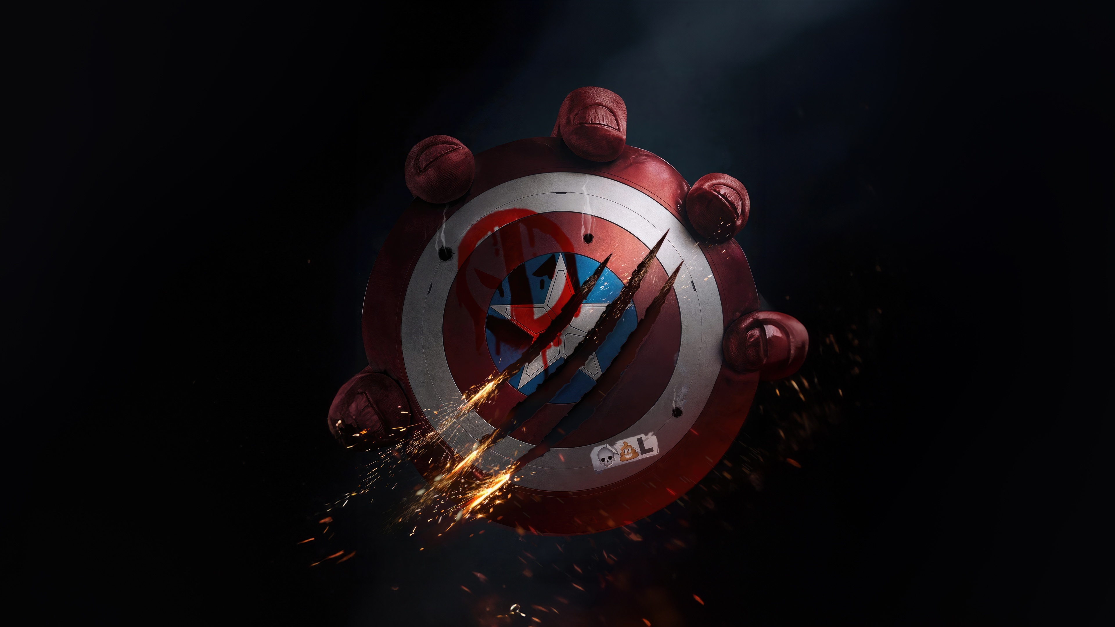 Captain America's Shield Slashed by Wolverine HD Wallpaper