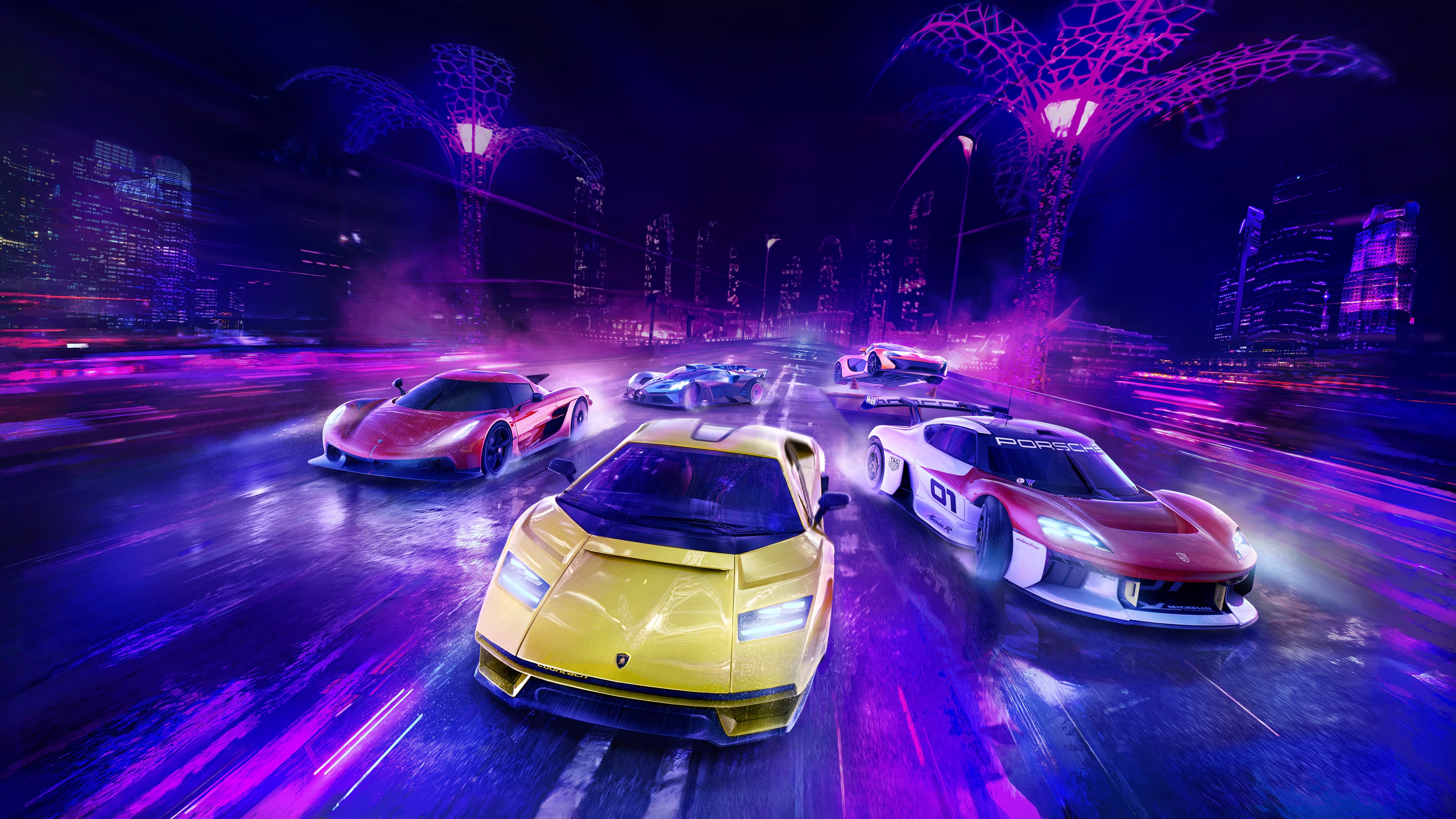 Asphalt Legends Unite Racing Cars at Night HD Wallpaper