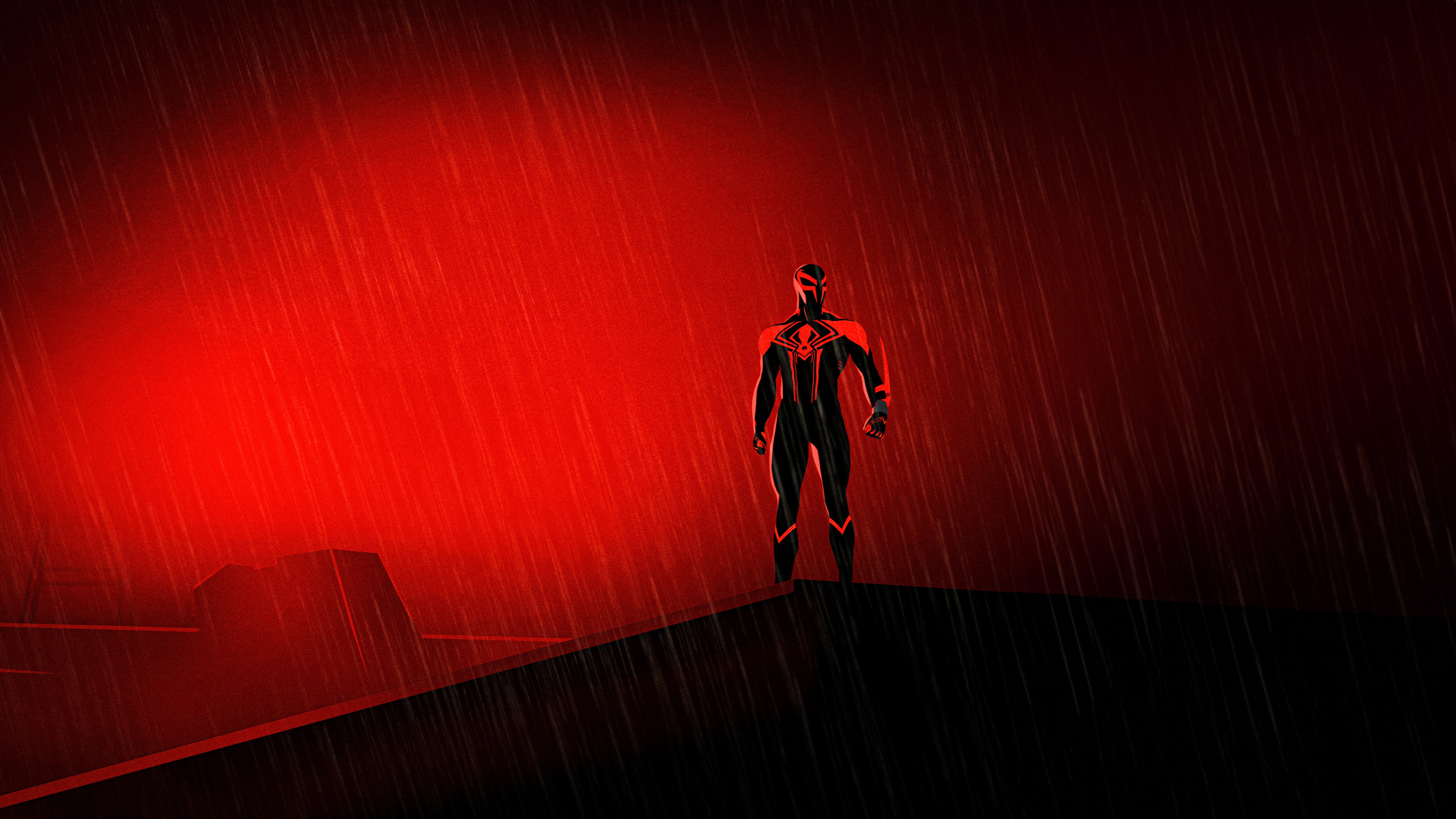 Spider-Man 2099 standing in the rain HD Wallpaper