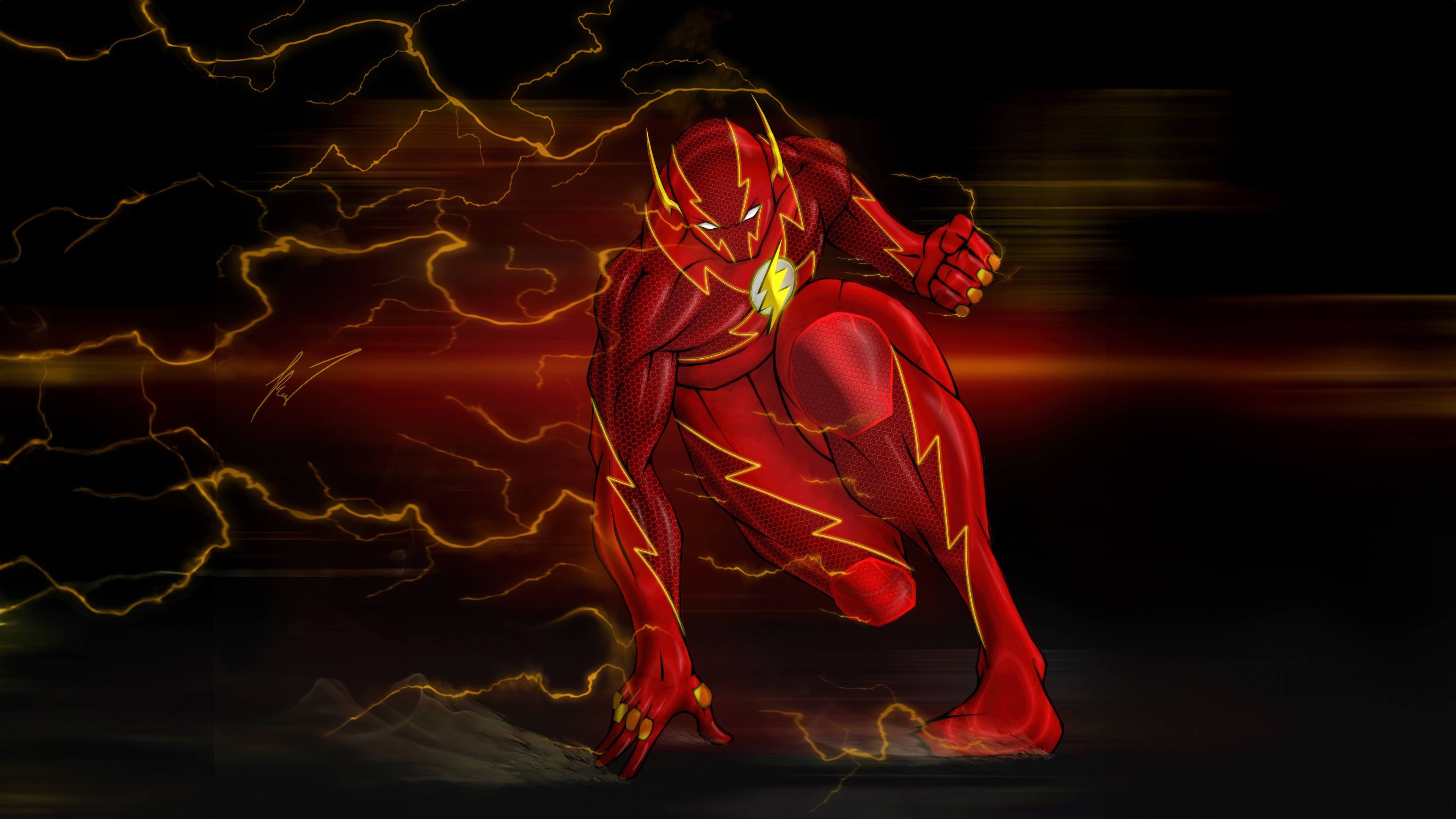 The Flash running with lightning effects HD Wallpaper