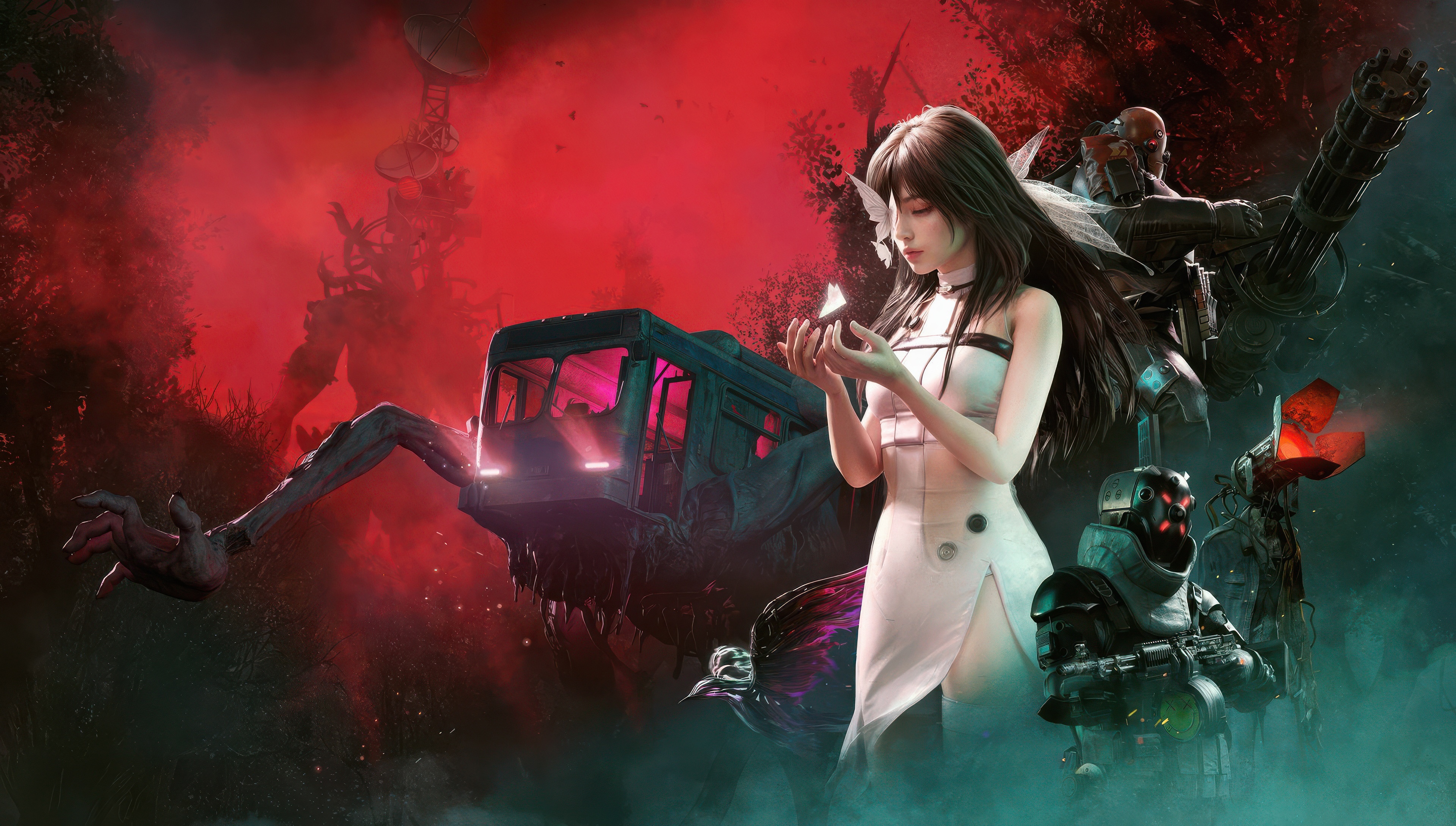 Once Human Game Poster with Characters and Creatures HD Wallpaper