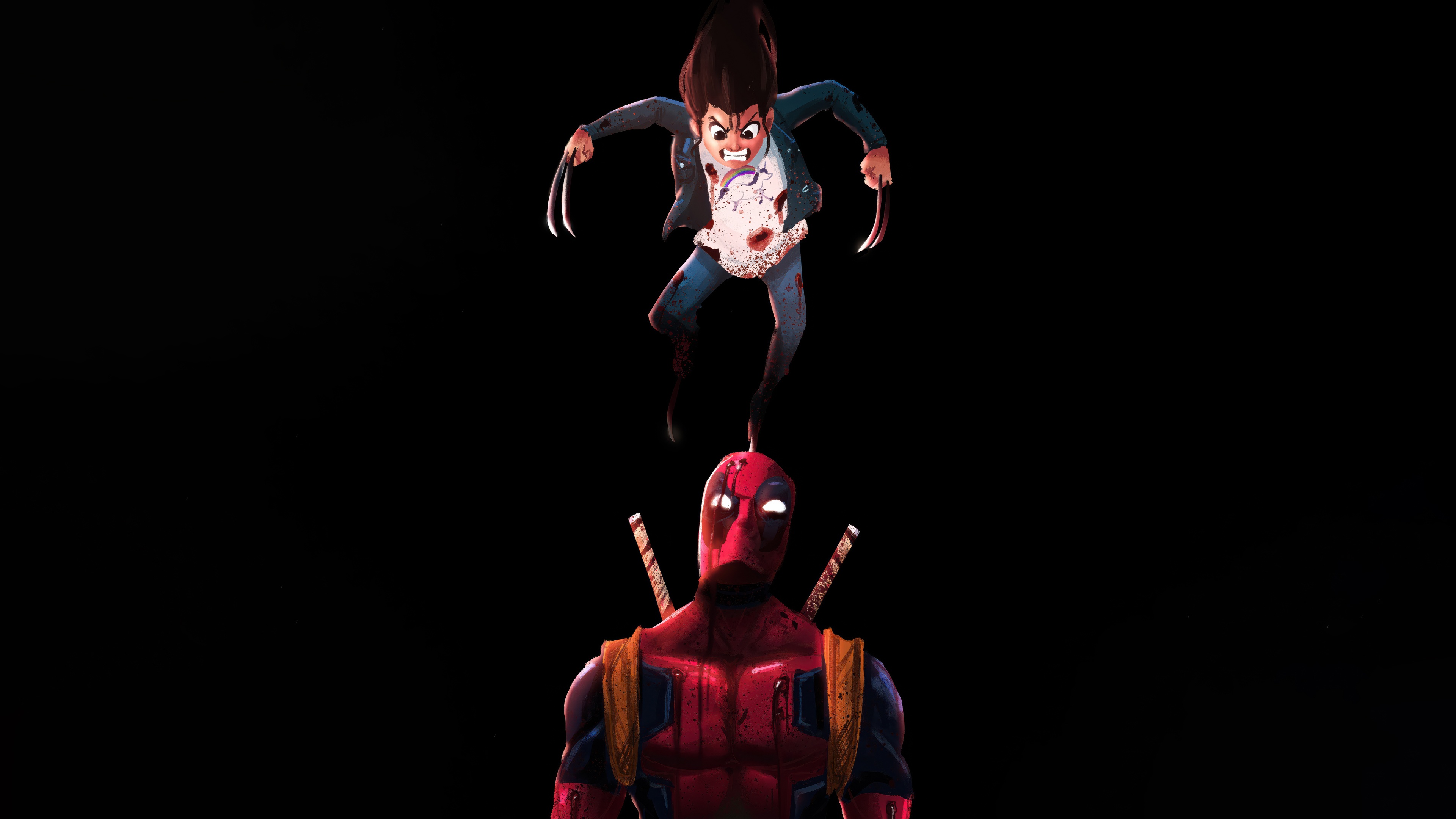 Deadpool and X-23 in animated style HD Wallpaper