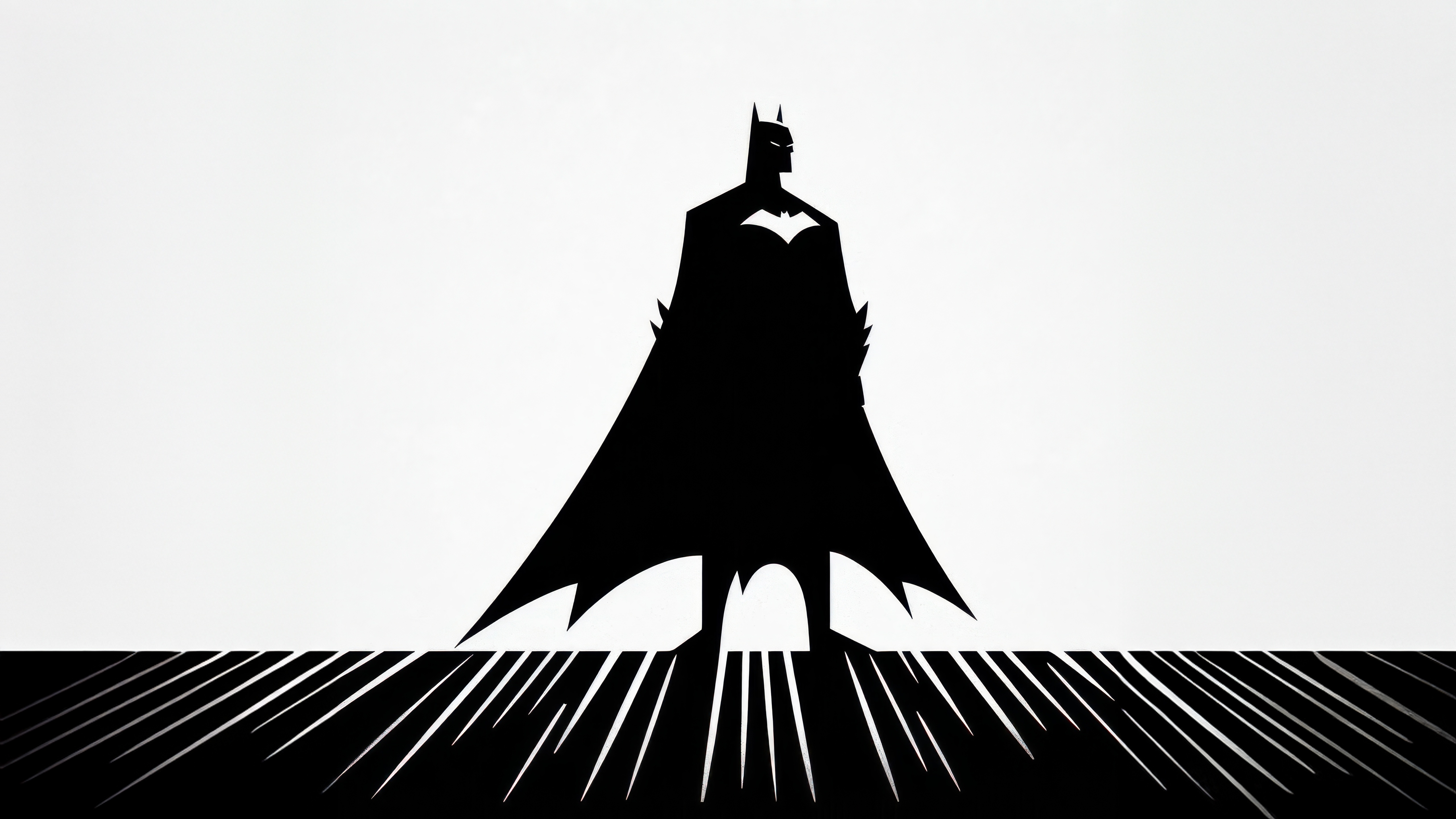 Batman Silhouette Standing on Striped Ground HD Wallpaper