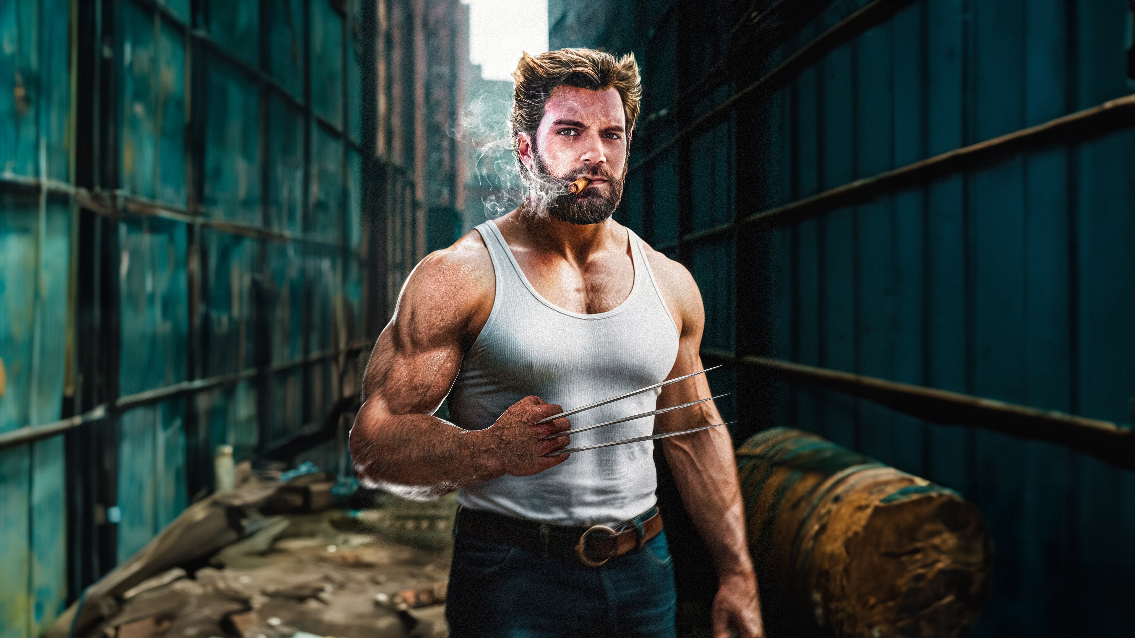 Wolverine with adamantium claws and cigar HD Wallpaper
