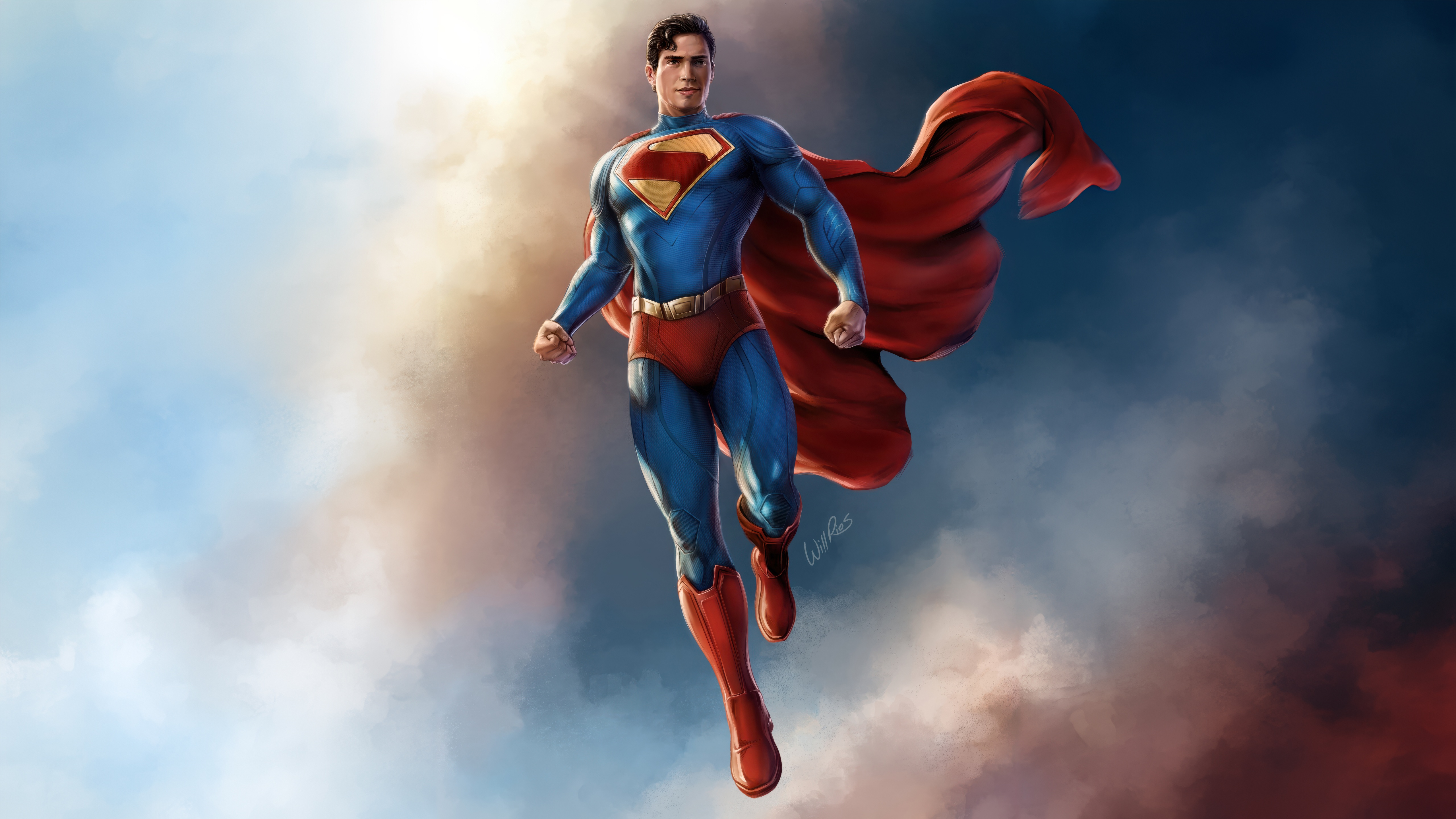 Superman flying through the sky HD Wallpaper