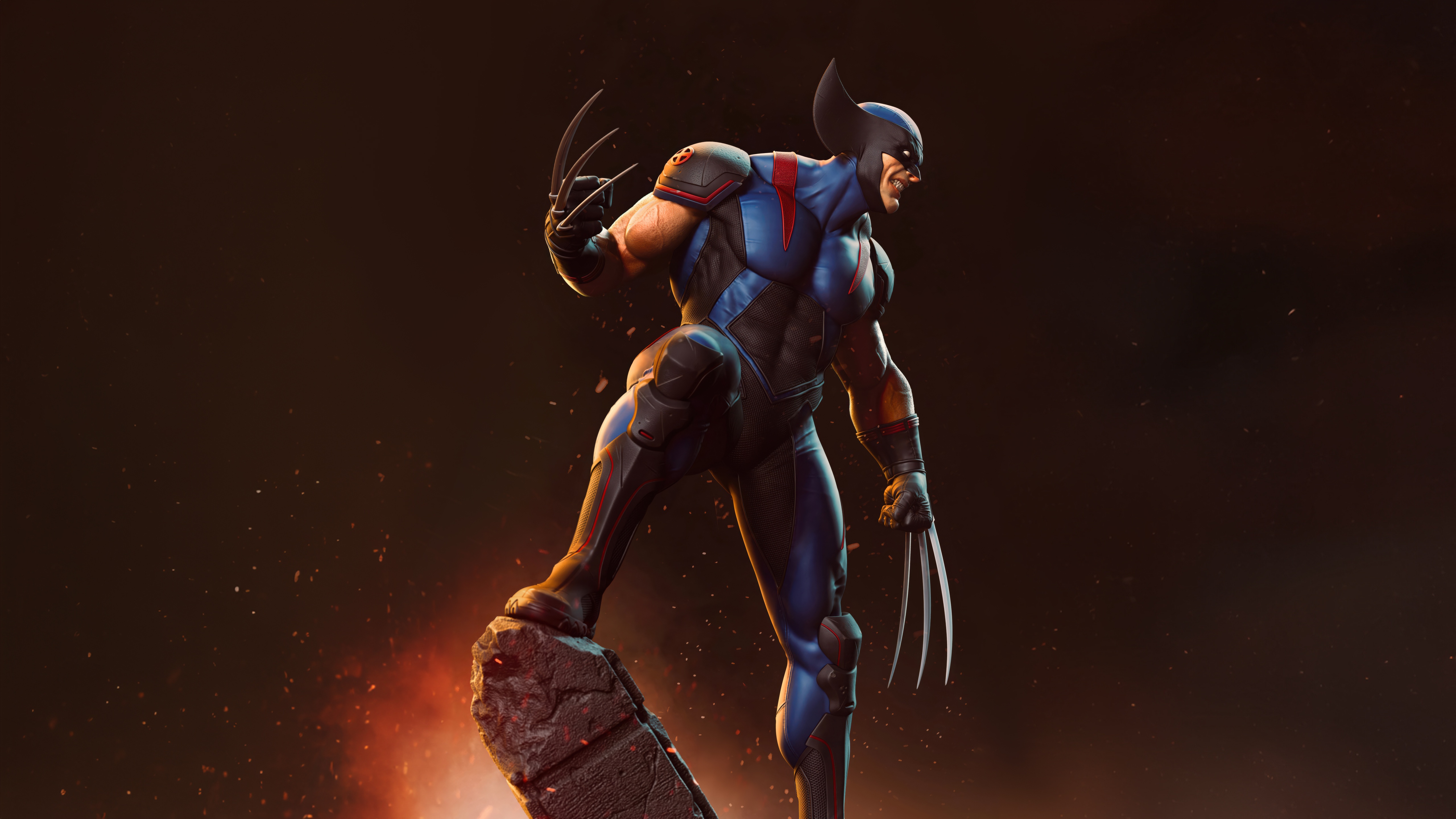 Wolverine stands on a rock with claws extended HD Wallpaper