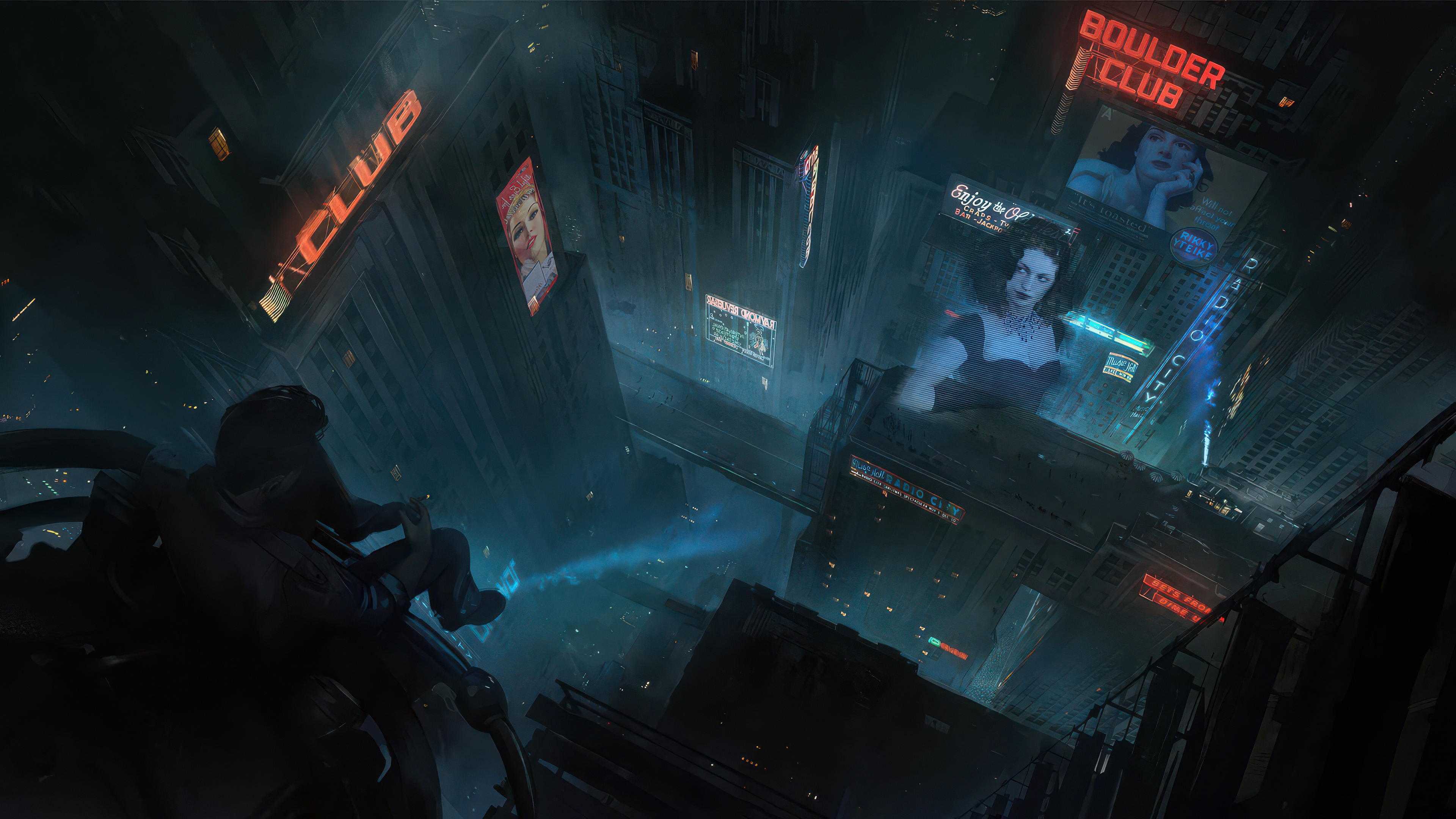 Boulder Club in a futuristic city HD Wallpaper